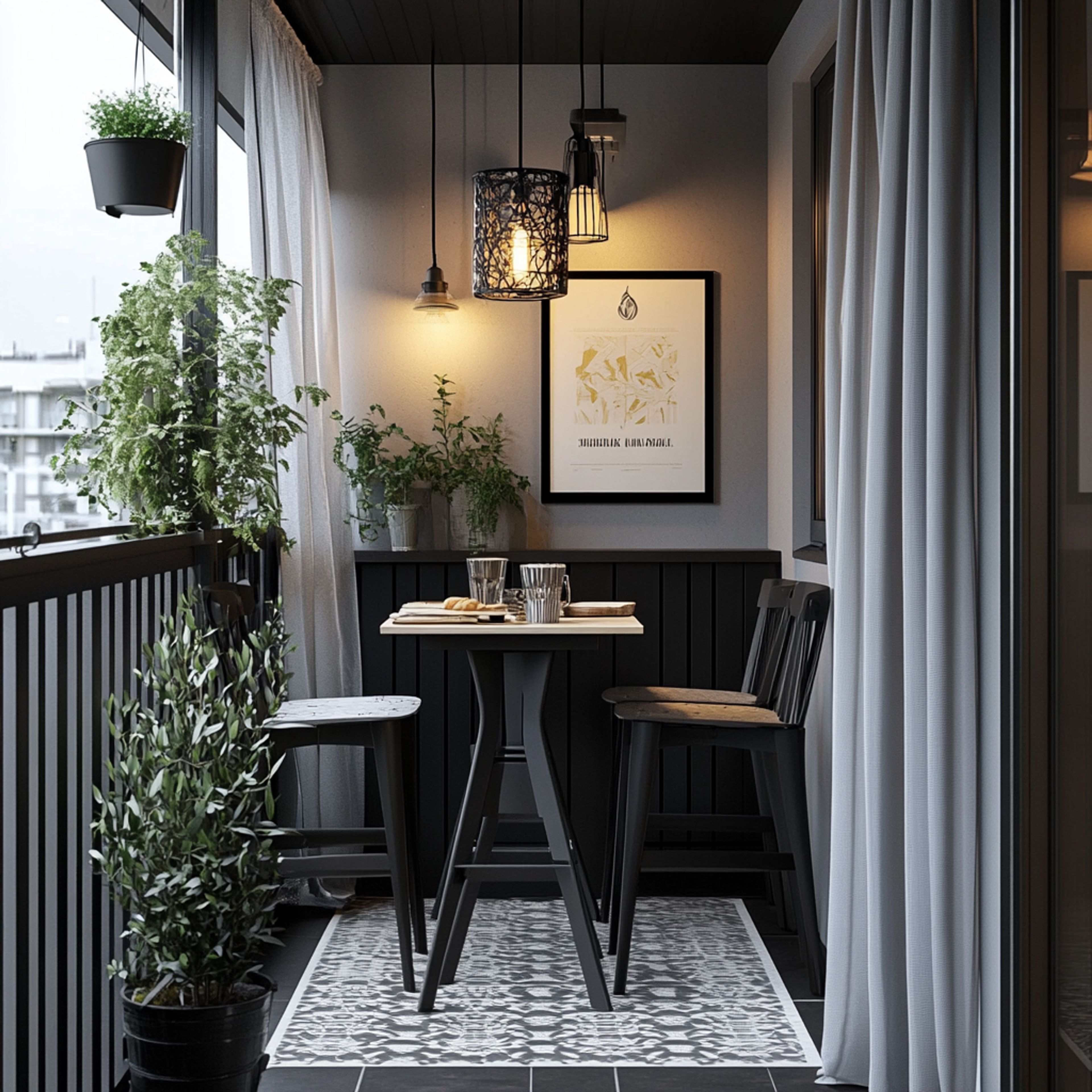 Balcony Design with Grey Wall Paint