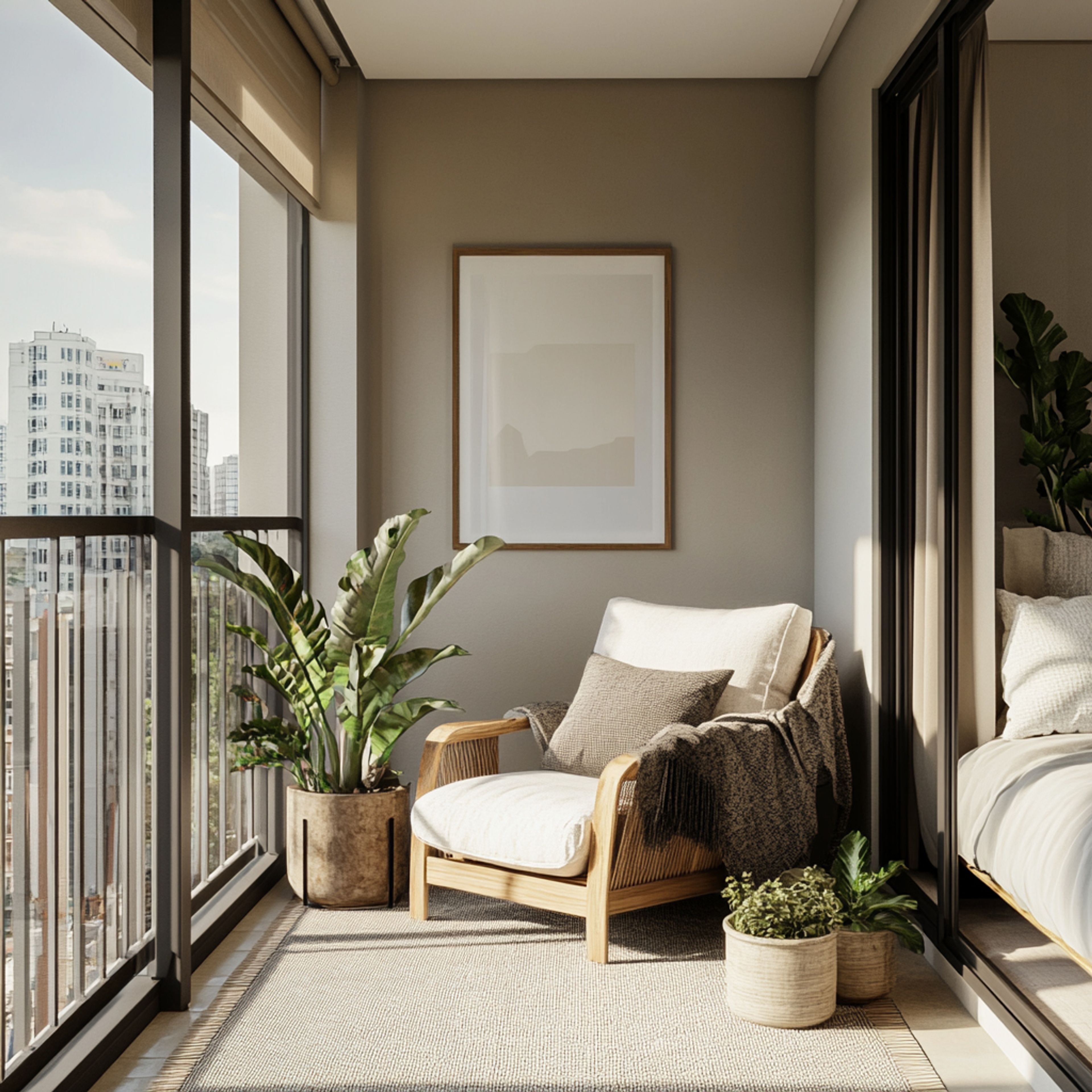 Balcony Design with Cane Sofa