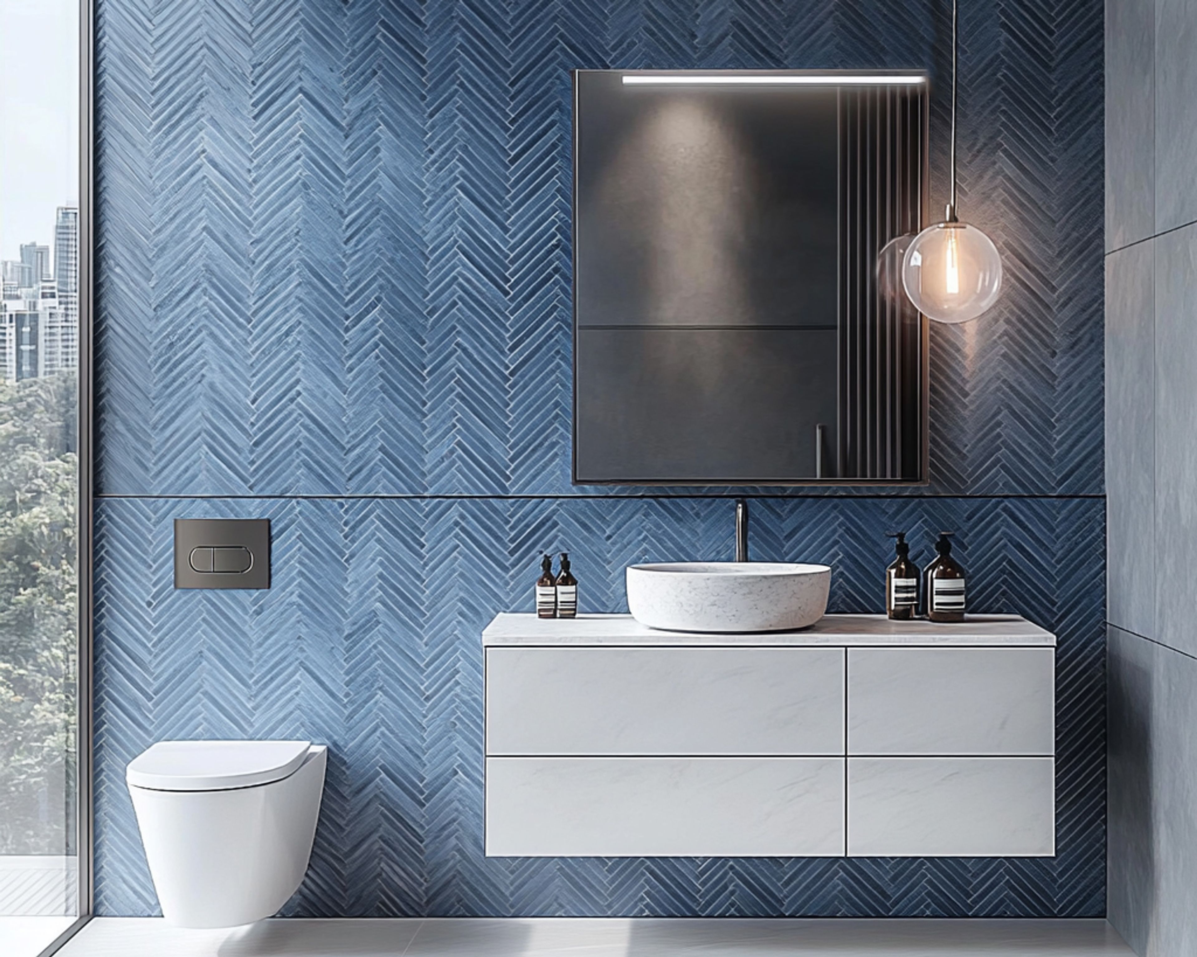 Minimal Bathroom Design with Sleek Vanity Unit