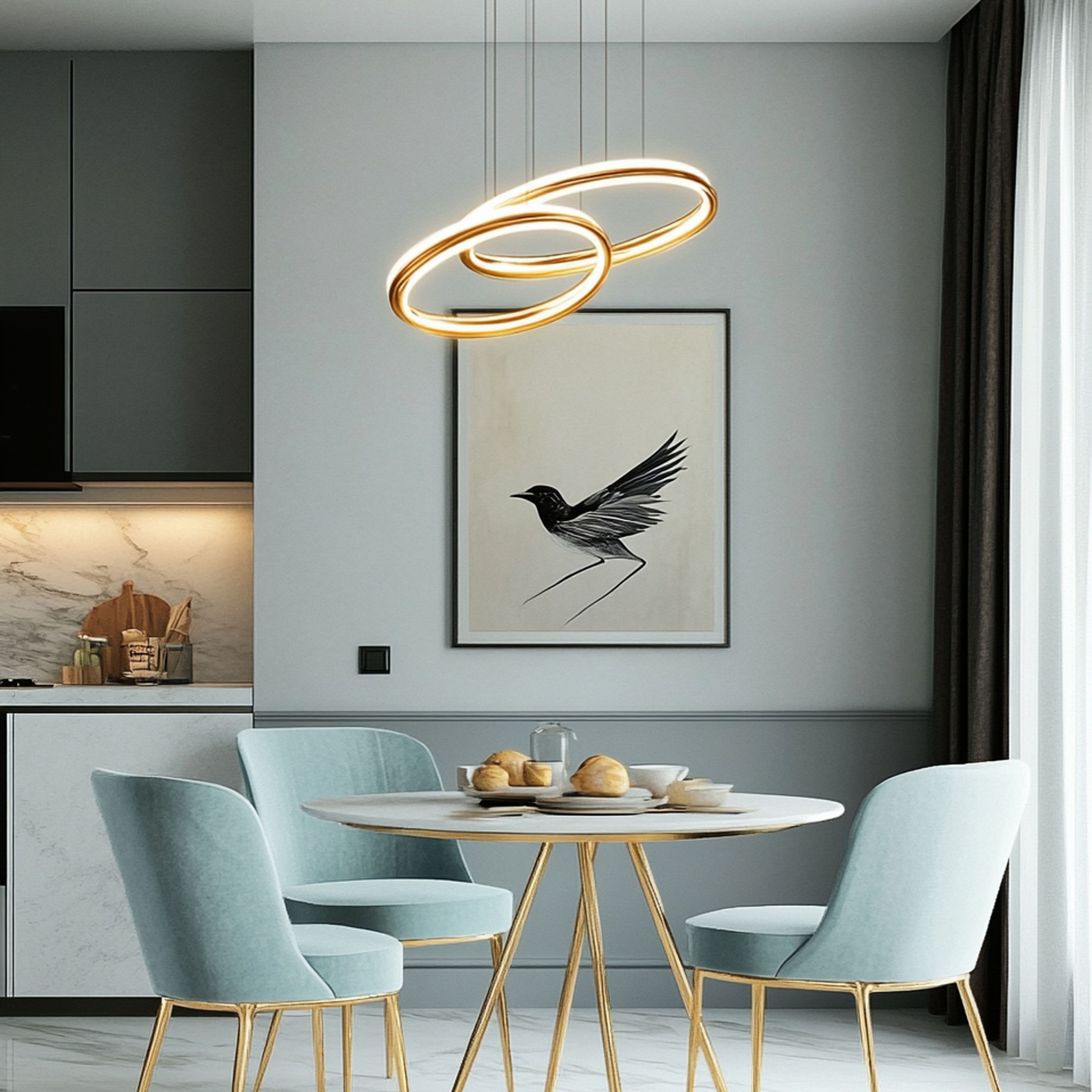 Dining Room Design with Marble Top Table