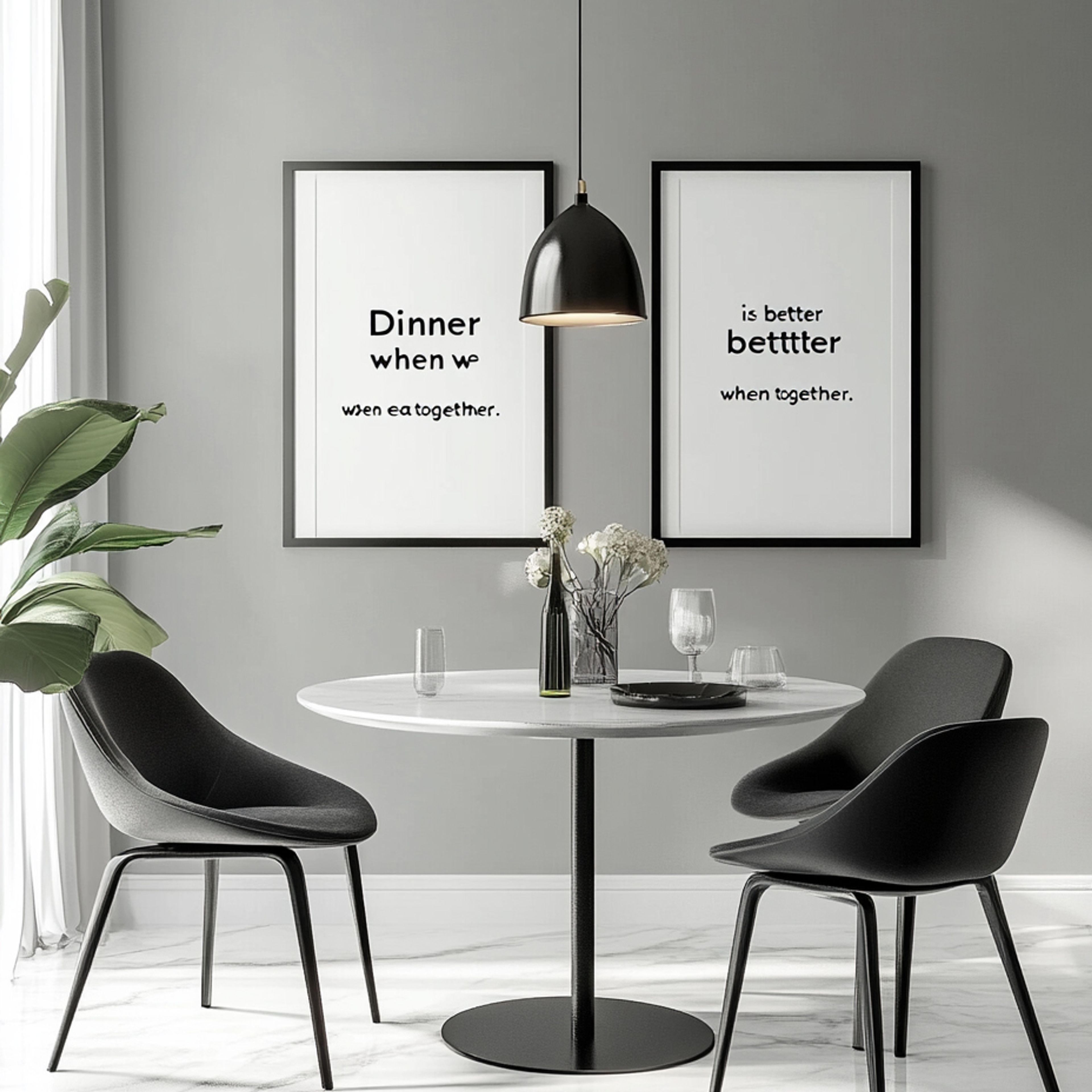 Dining Room Design with Marble Top Table