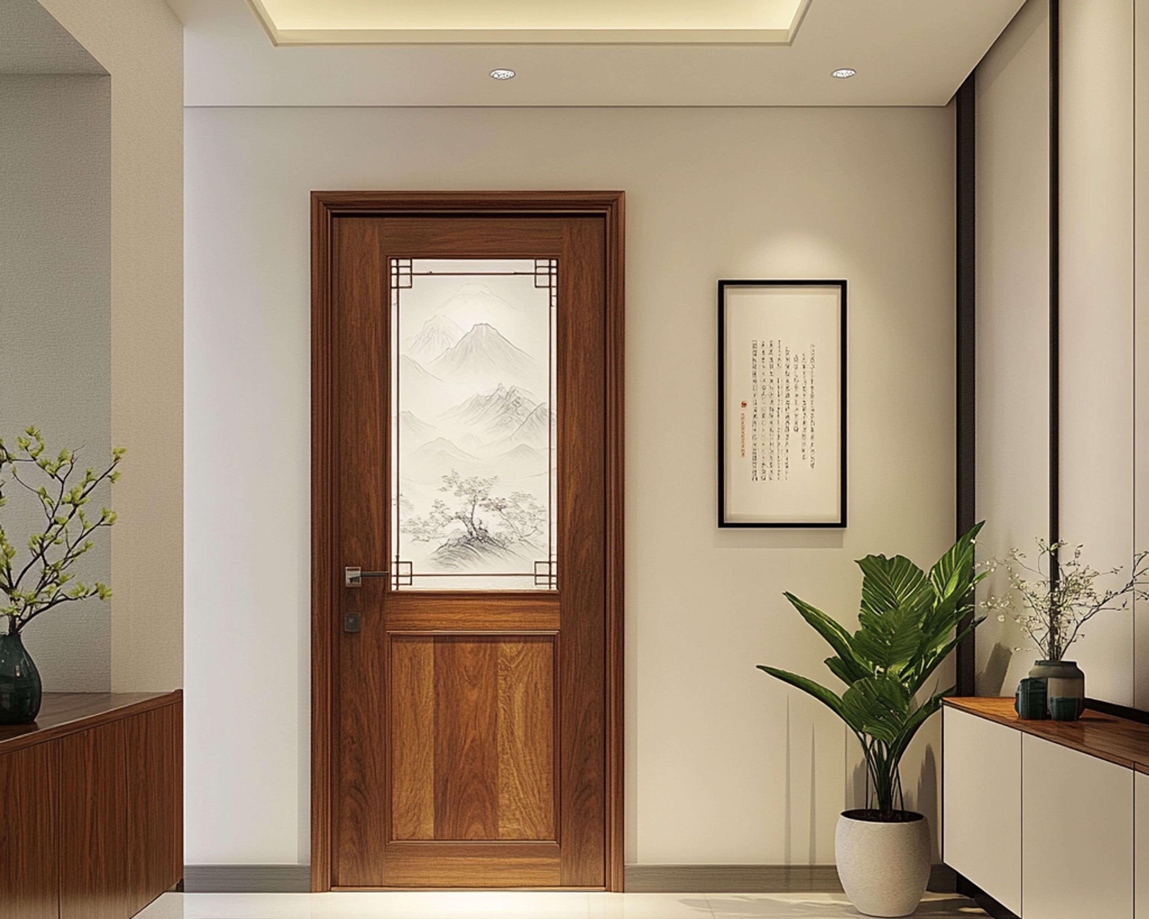 Contemporary Swing Single Door Design with Suede Finish