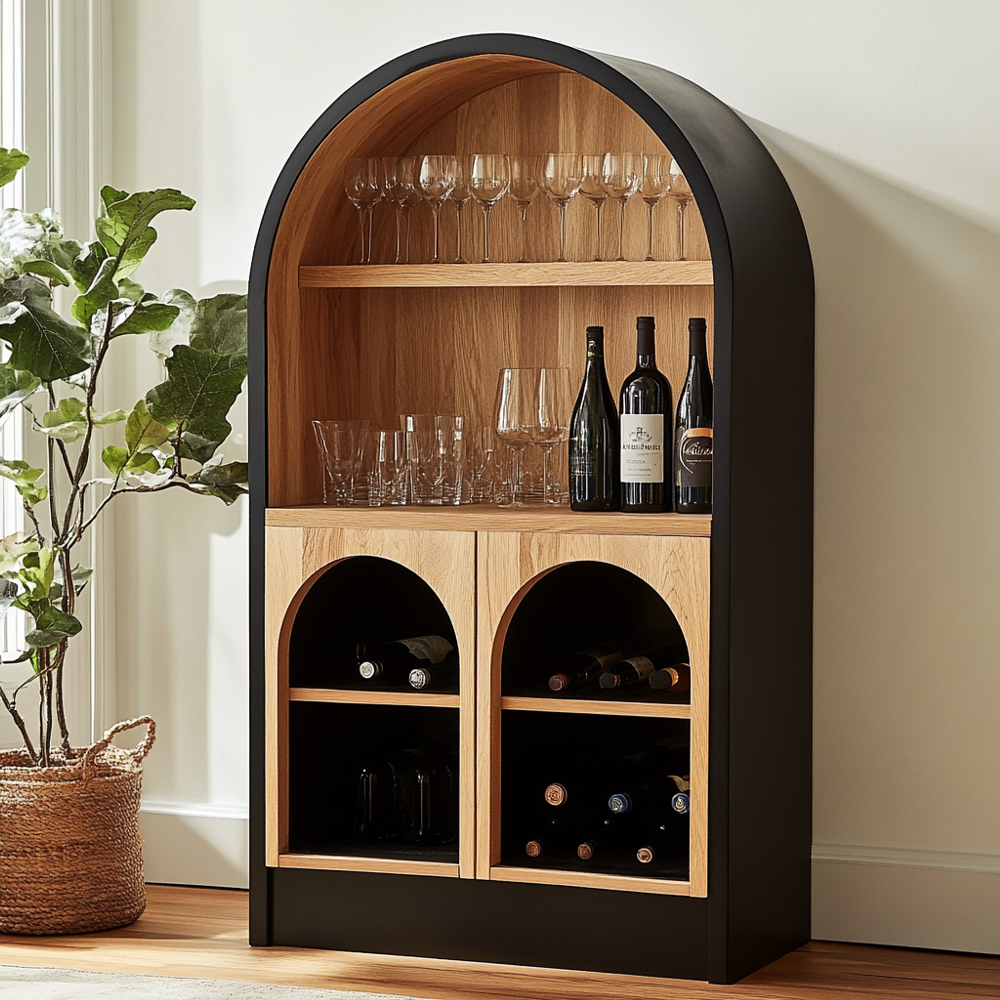 Compact Art Deco Home Bar Design in Suede Finish