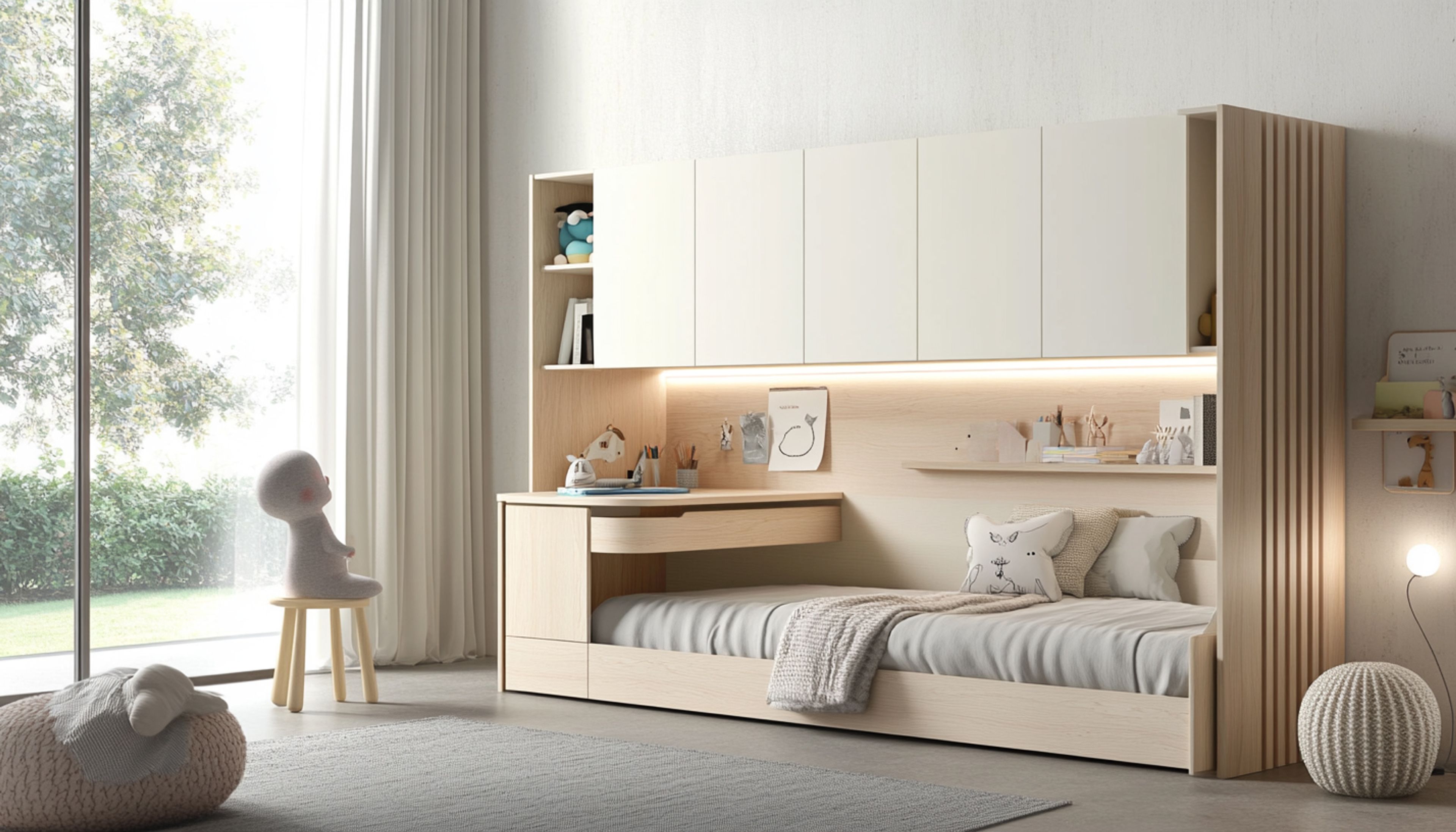 Space-Saving Bedroom Design with Integrated Bed