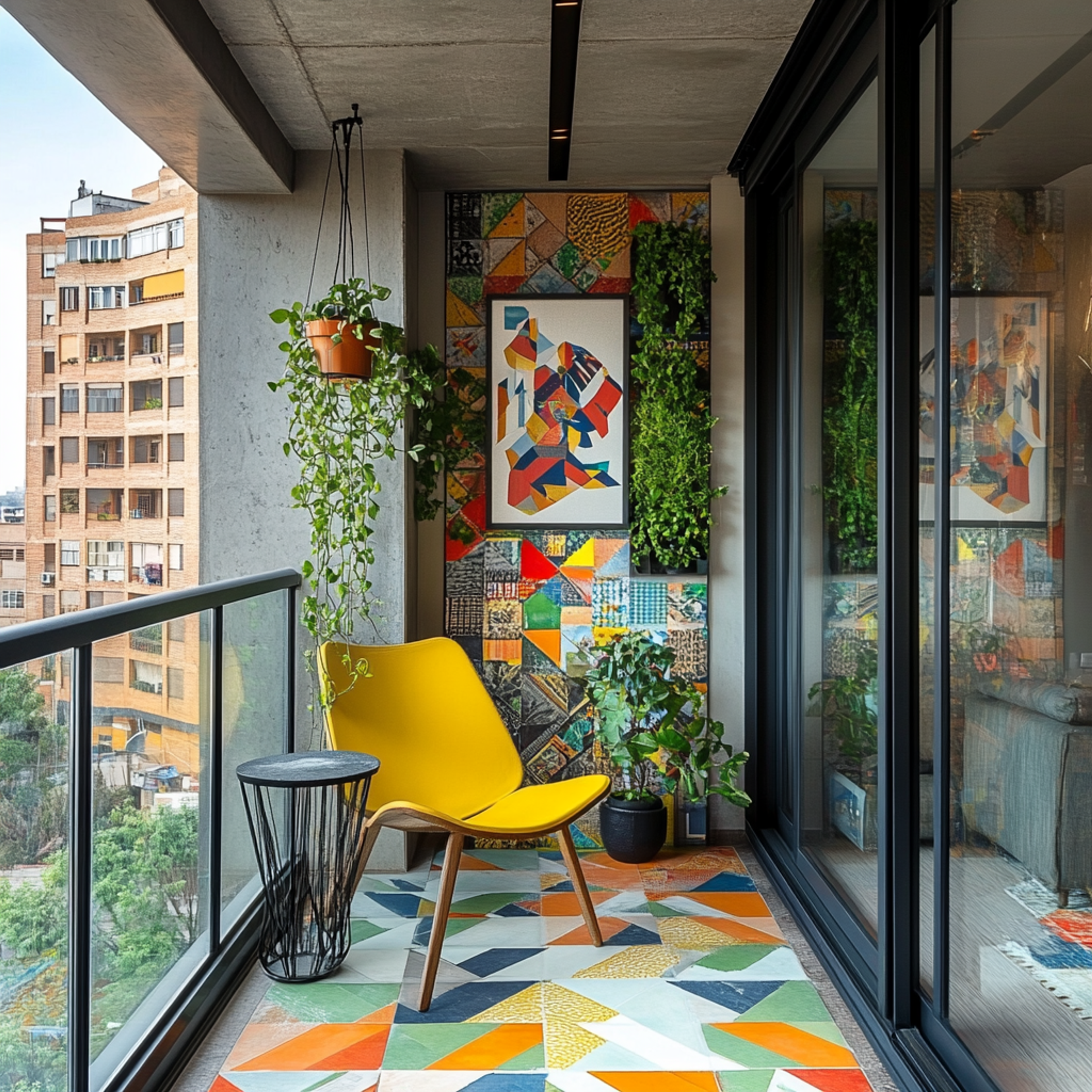 Balcony Design with Colorful Walls