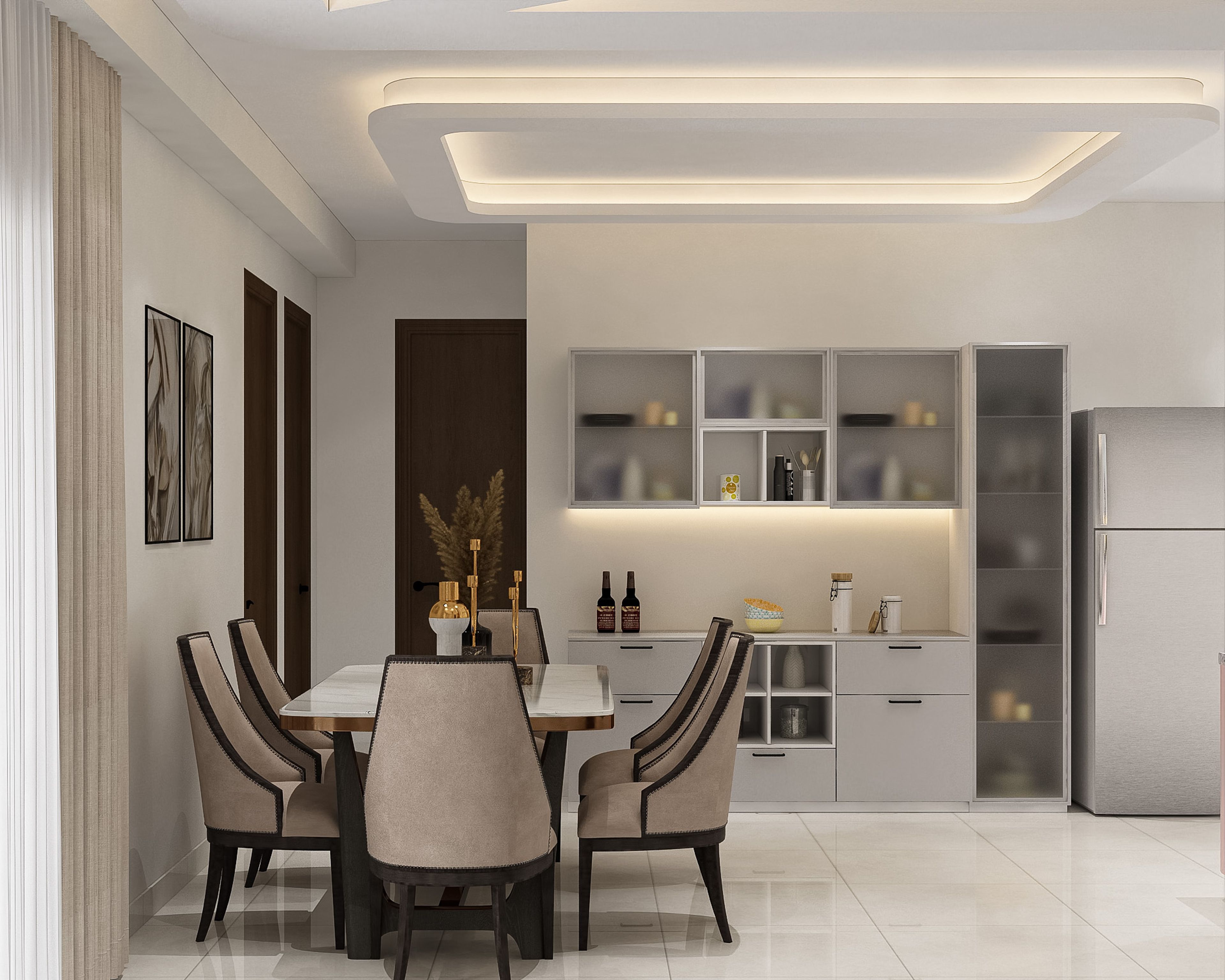 Dining Room Design with Marble Top Table