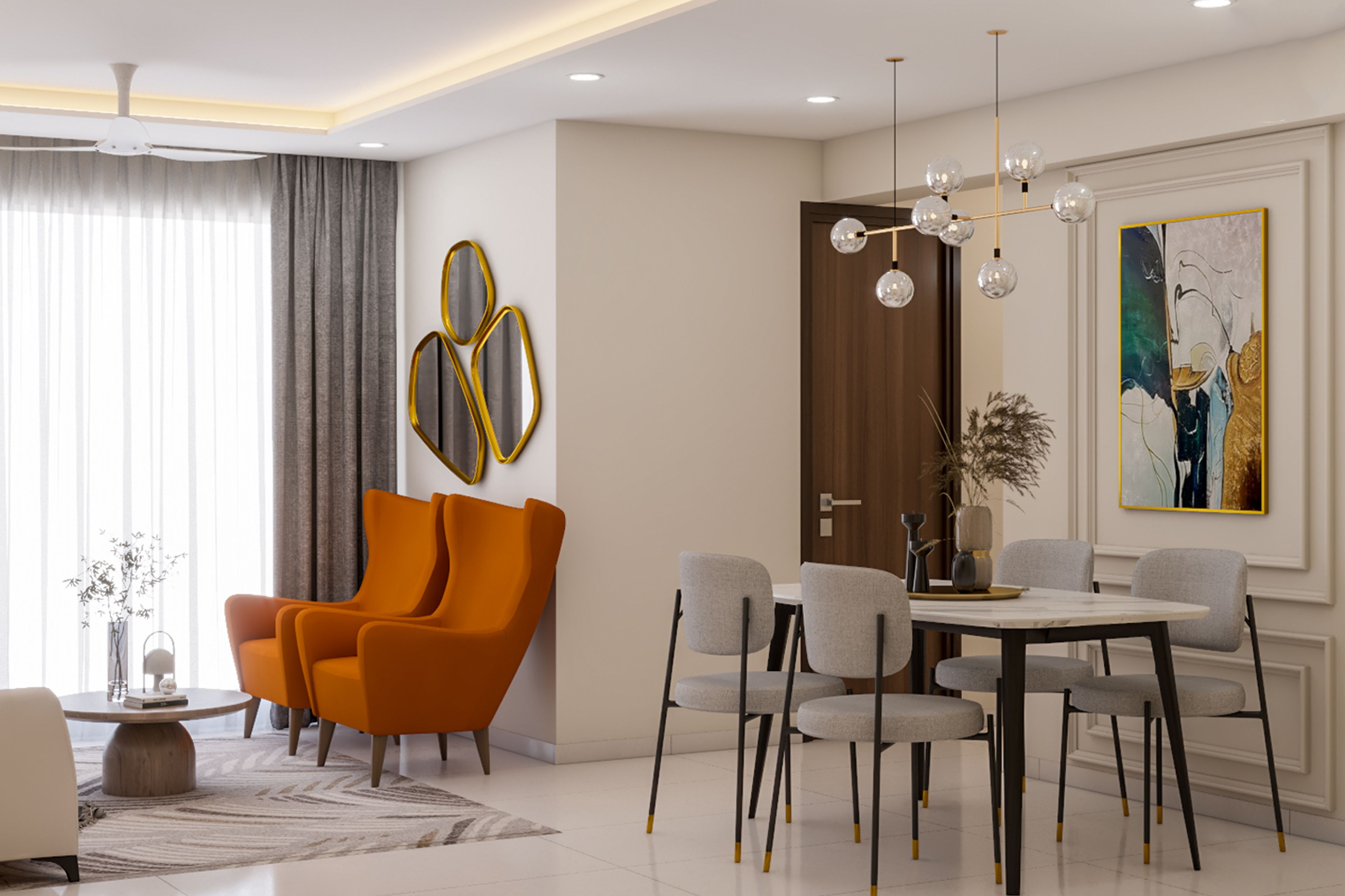 Dining Room Design with Marble Table