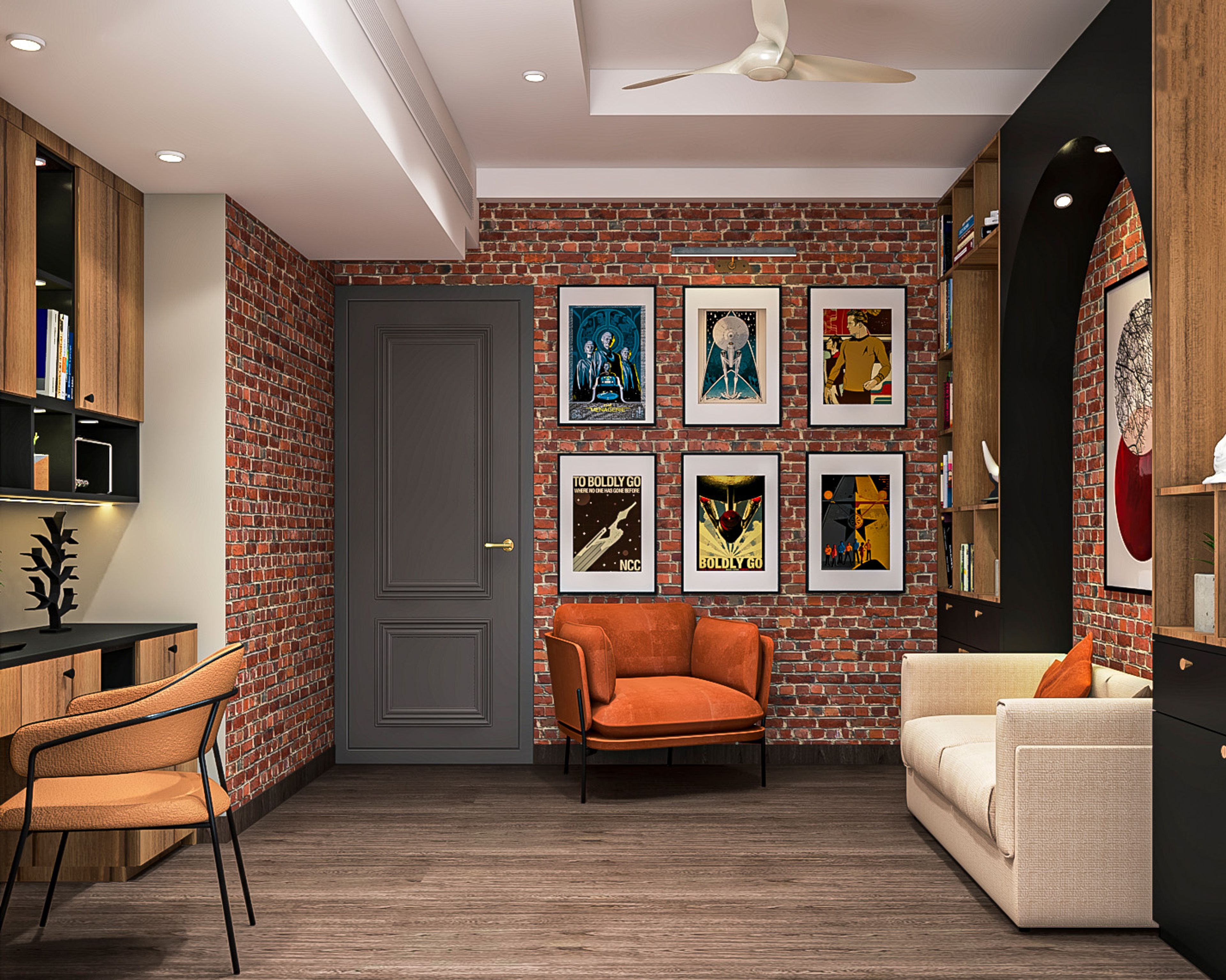 Industrial Brown Rectangular Flooring Design