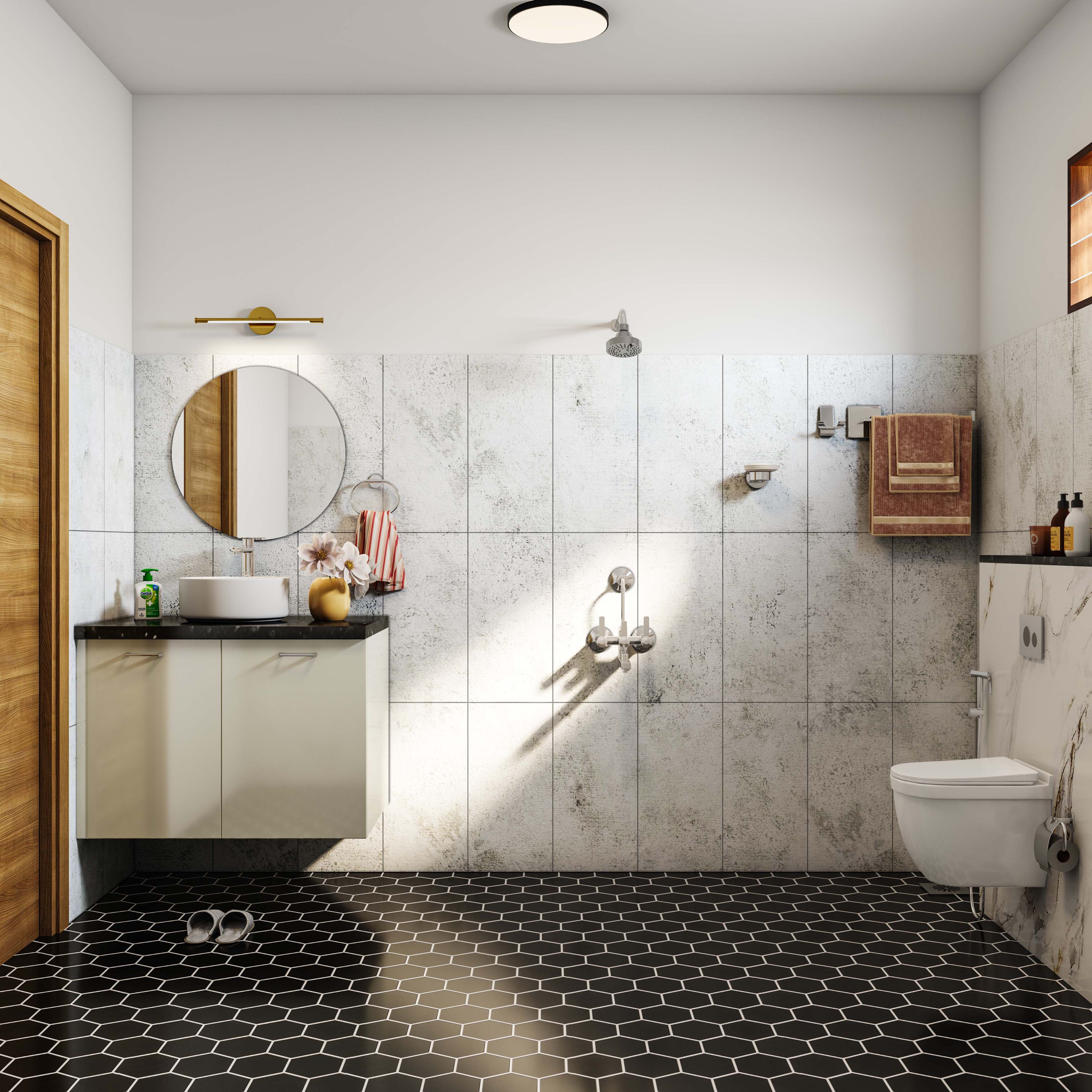 Black Hexagonal Flooring Design