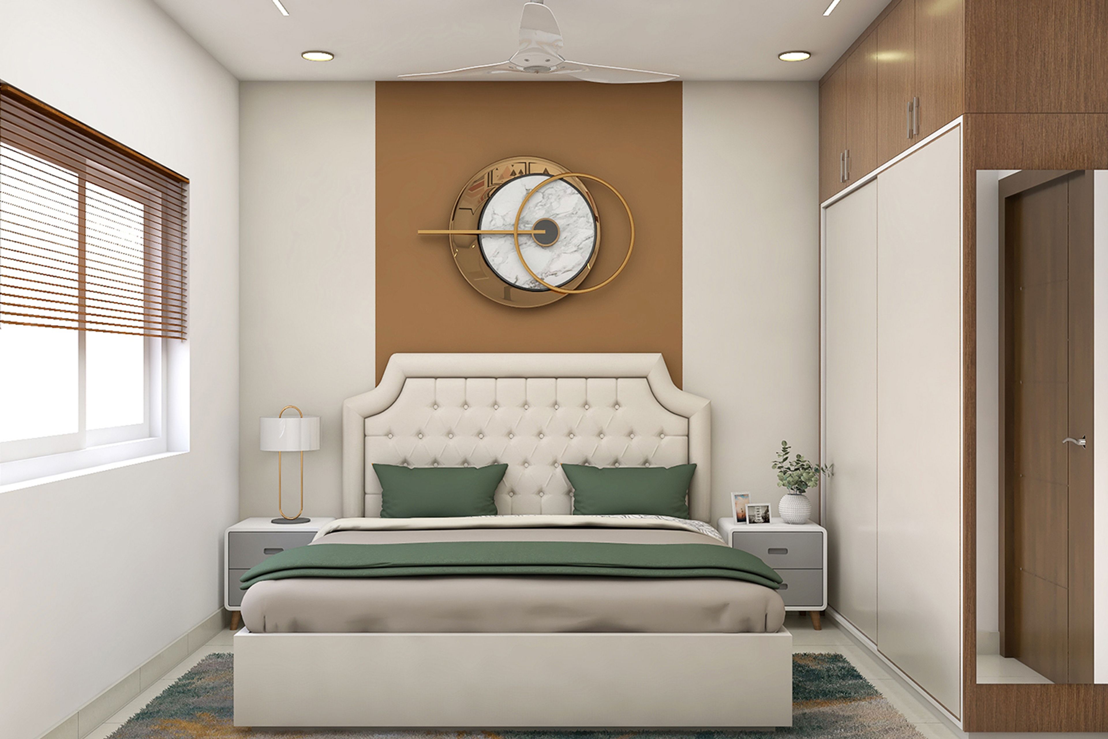 Contemporary Guest Bedroom Design with Queen Bed and Wall Art