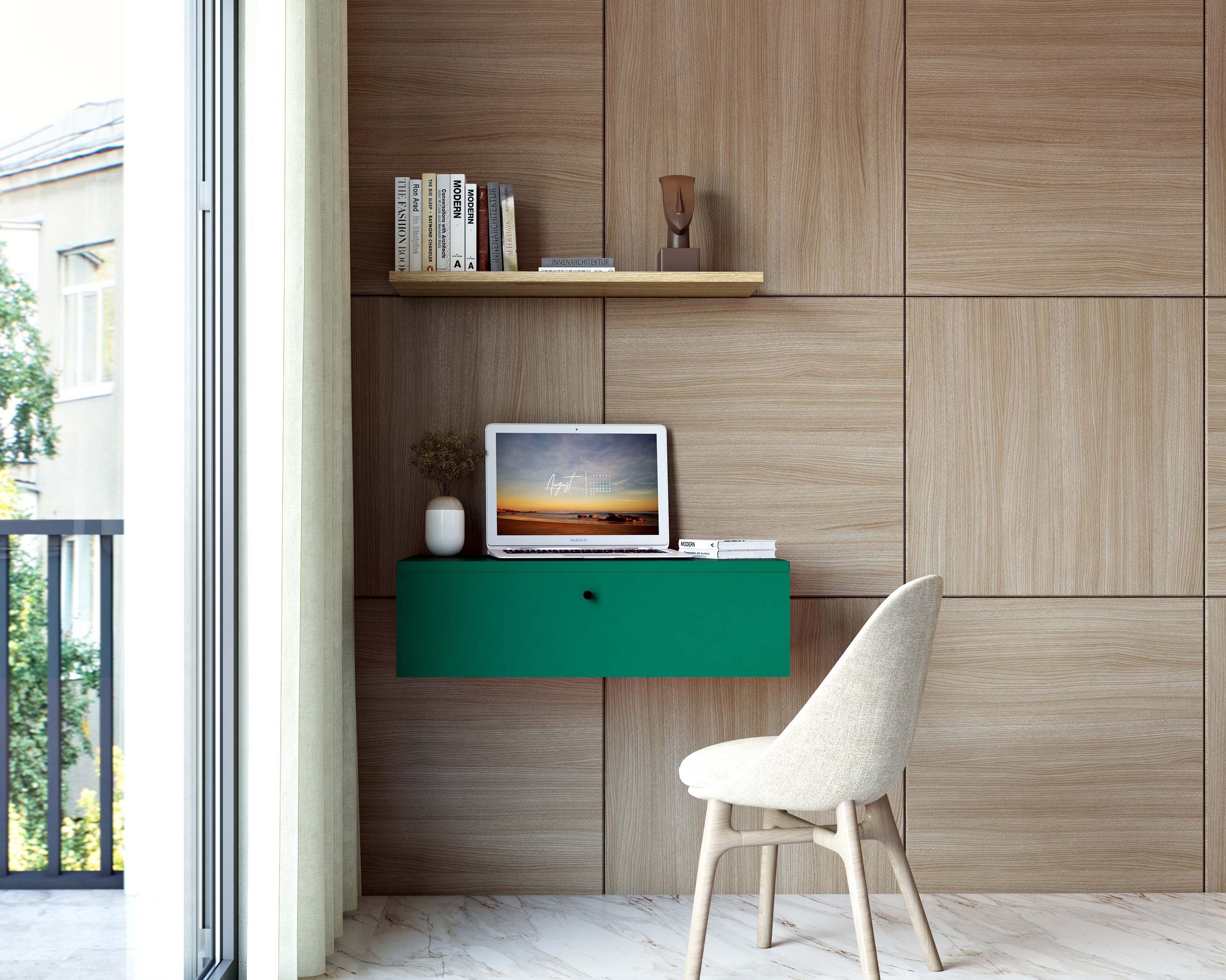 Modern Home Office Design with Wood Paneling and Study Chair