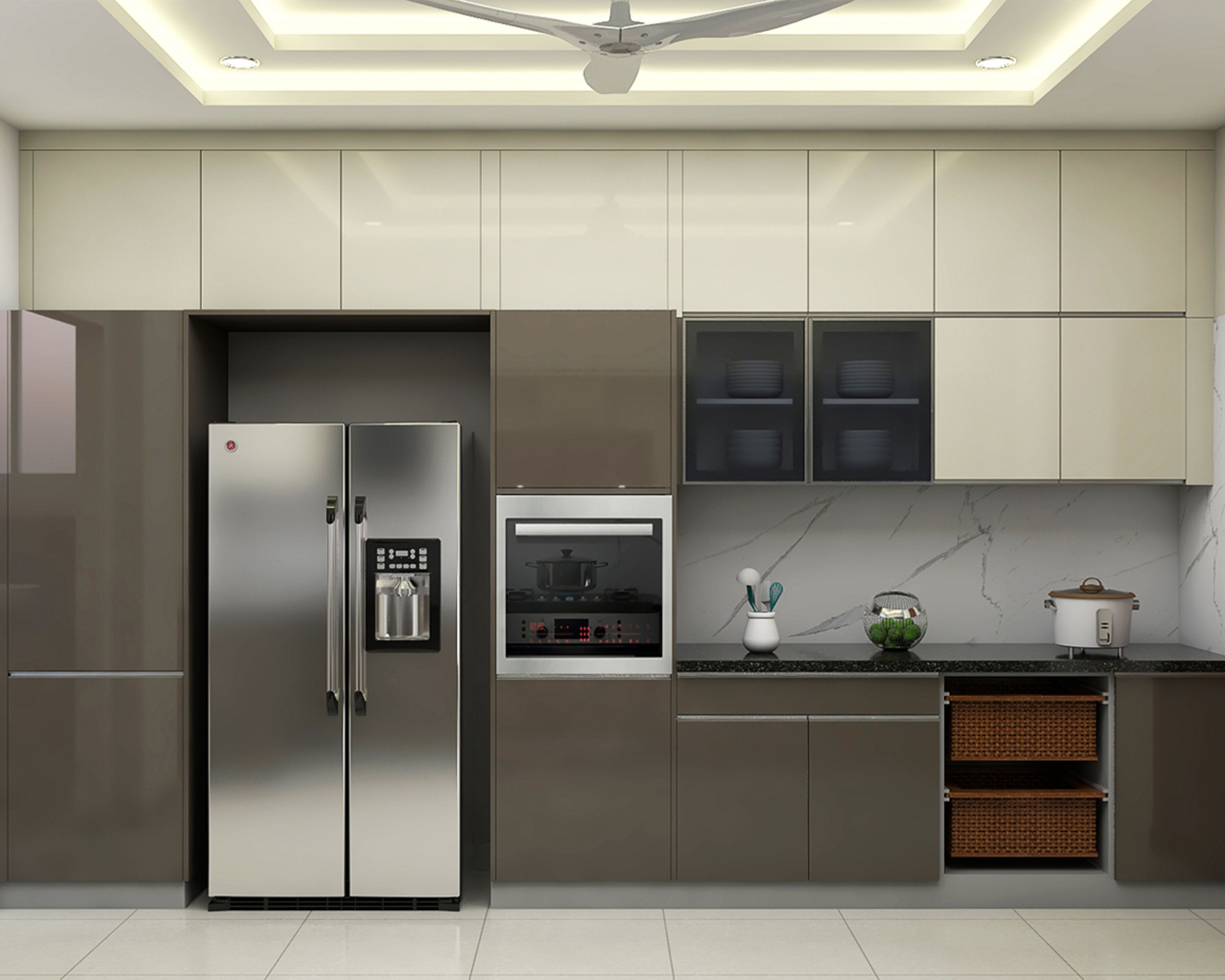 U-Shaped Kitchen Design with Granite Countertop