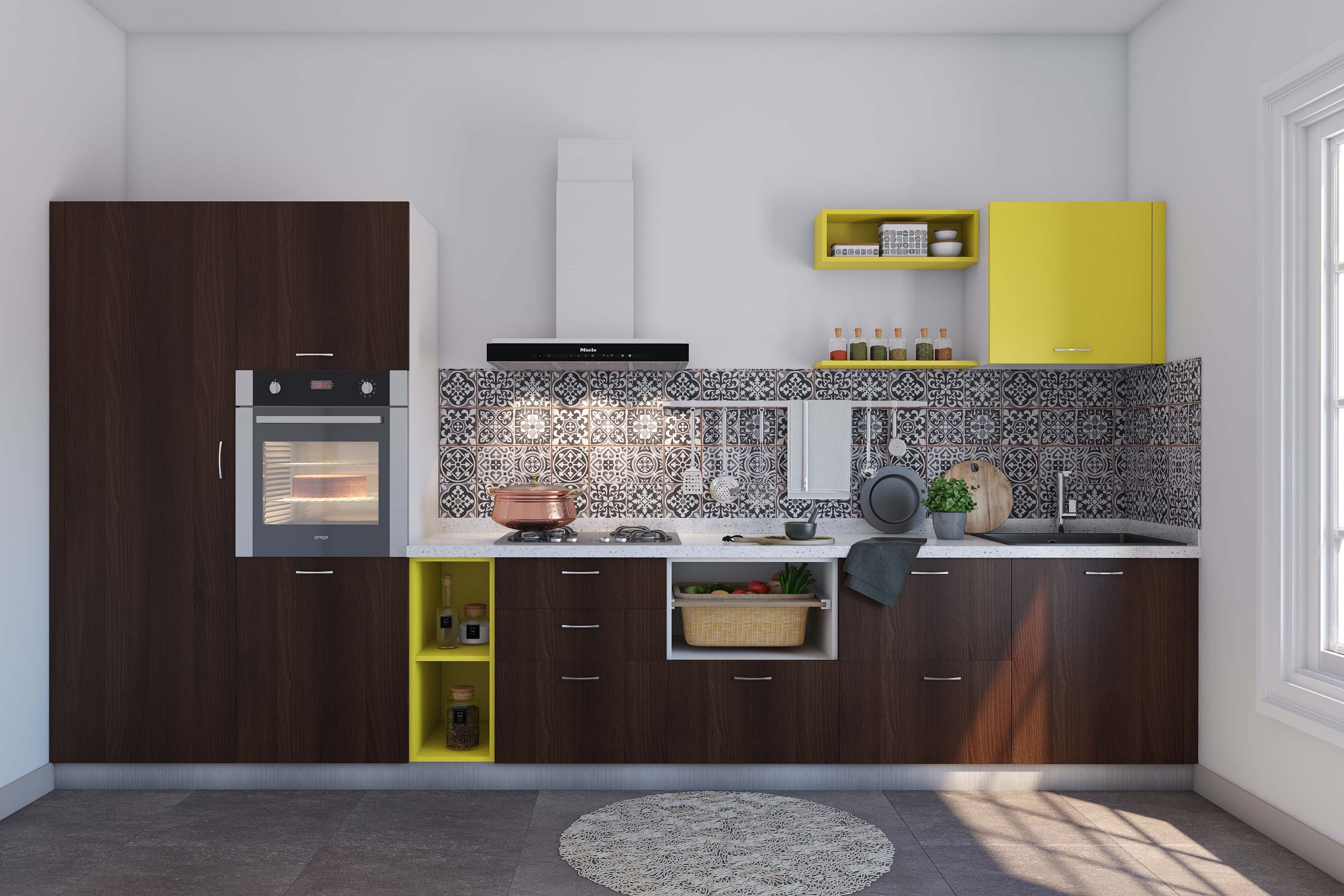 Contemporary Straight Kitchen Design with Quartz Countertops