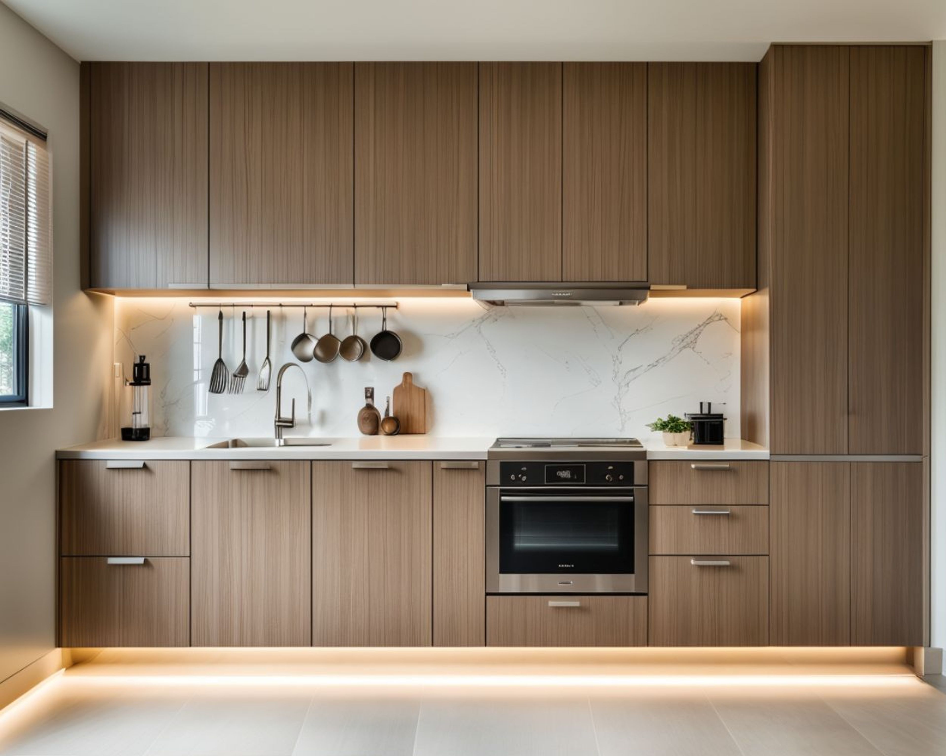 Open Contemporary Kitchen Design with Jet Black Countertop