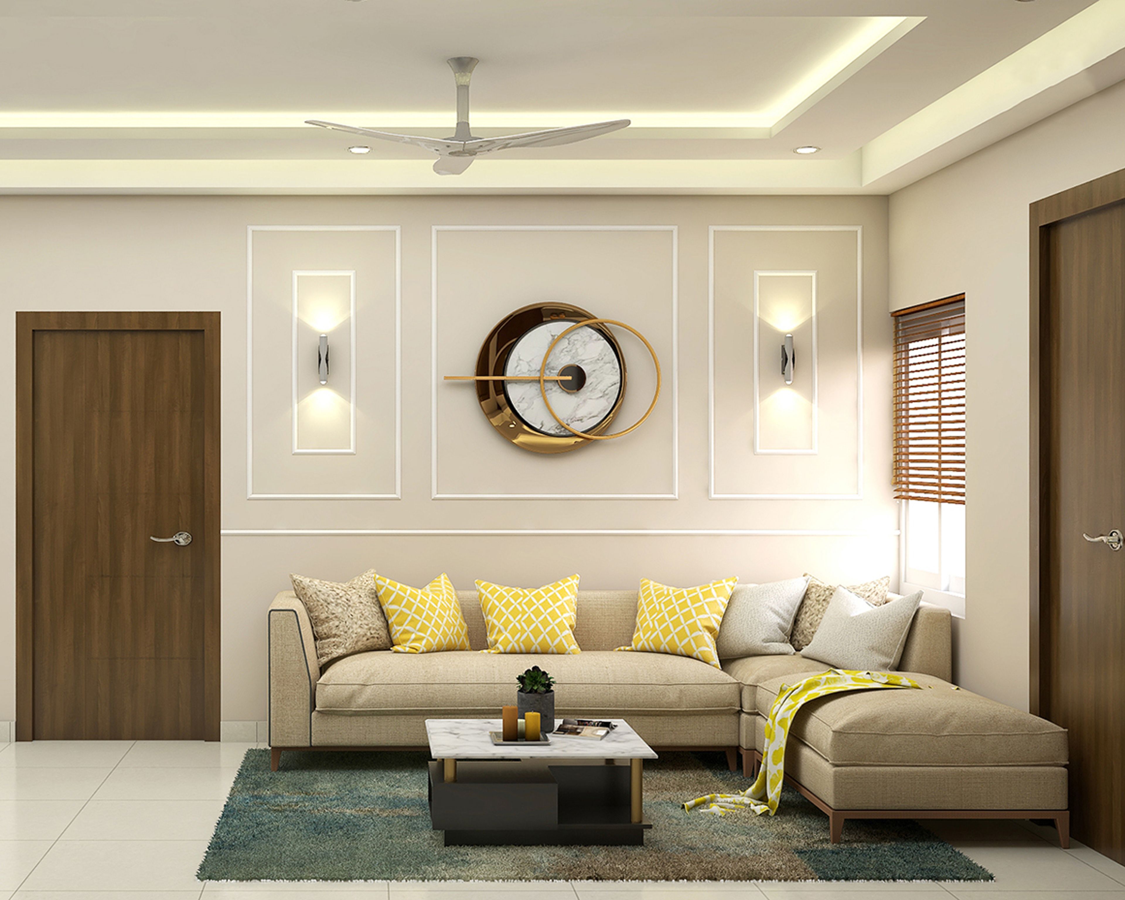 Living Room Design with L-Shaped Sofa