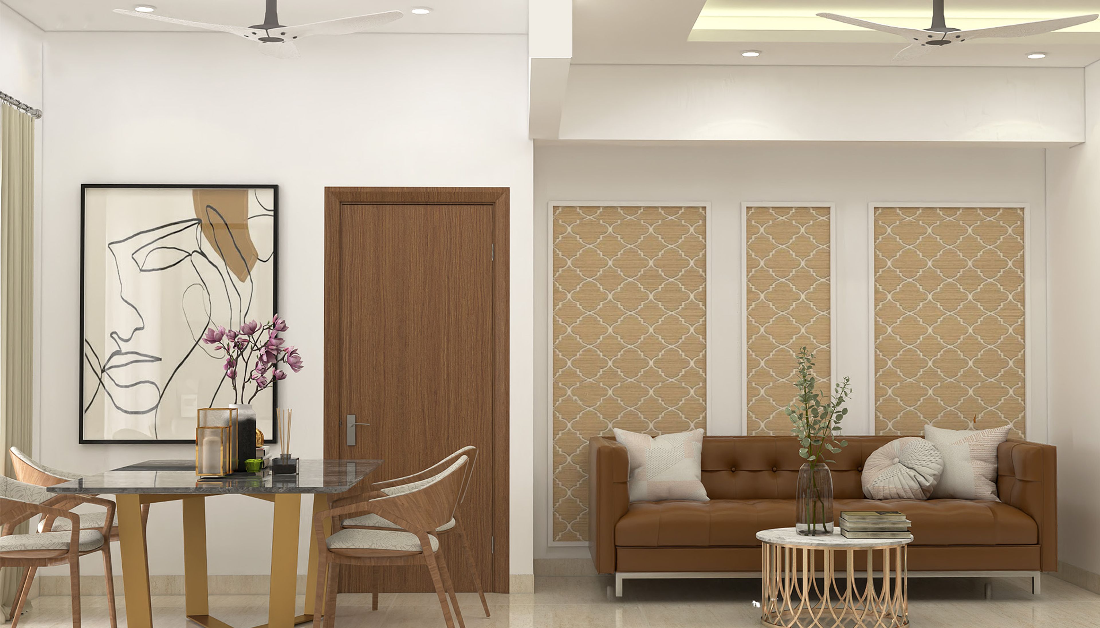 Living Room Design with Brown Sofa