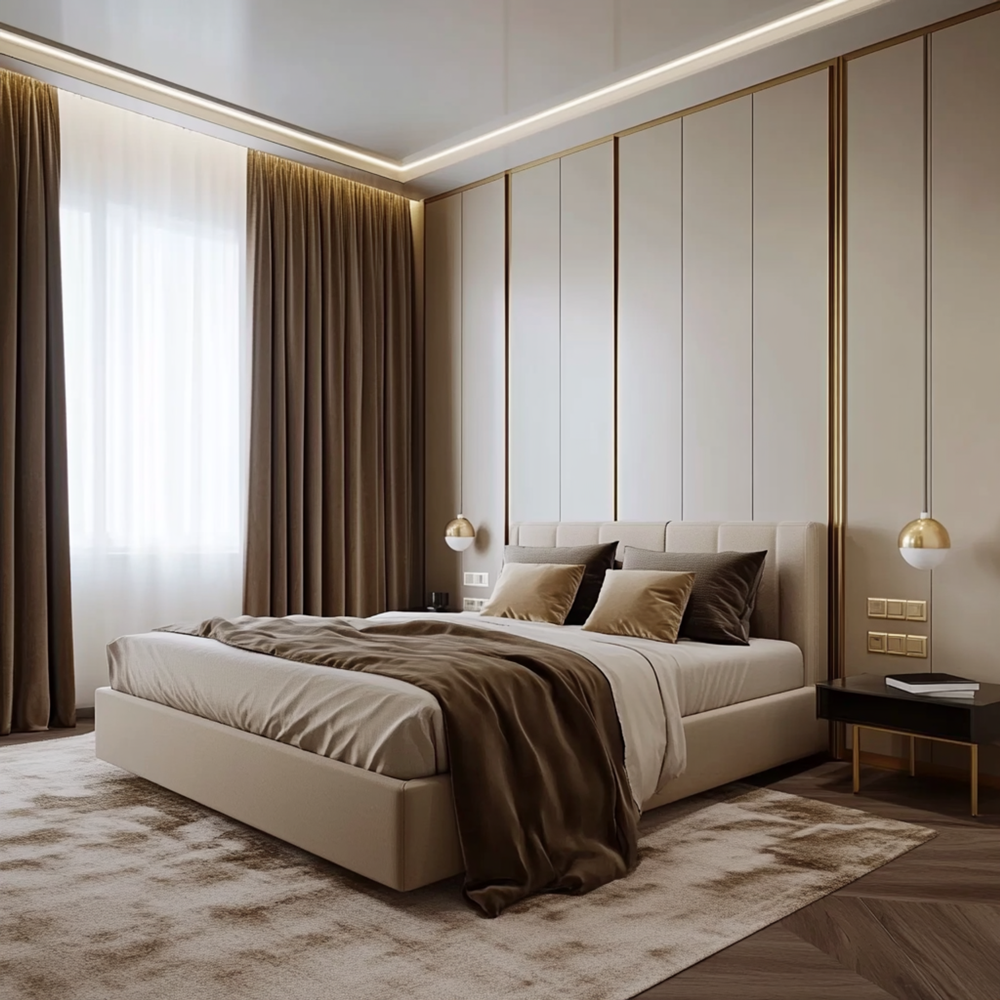 Bedroom Design with Modern Cream Walls
