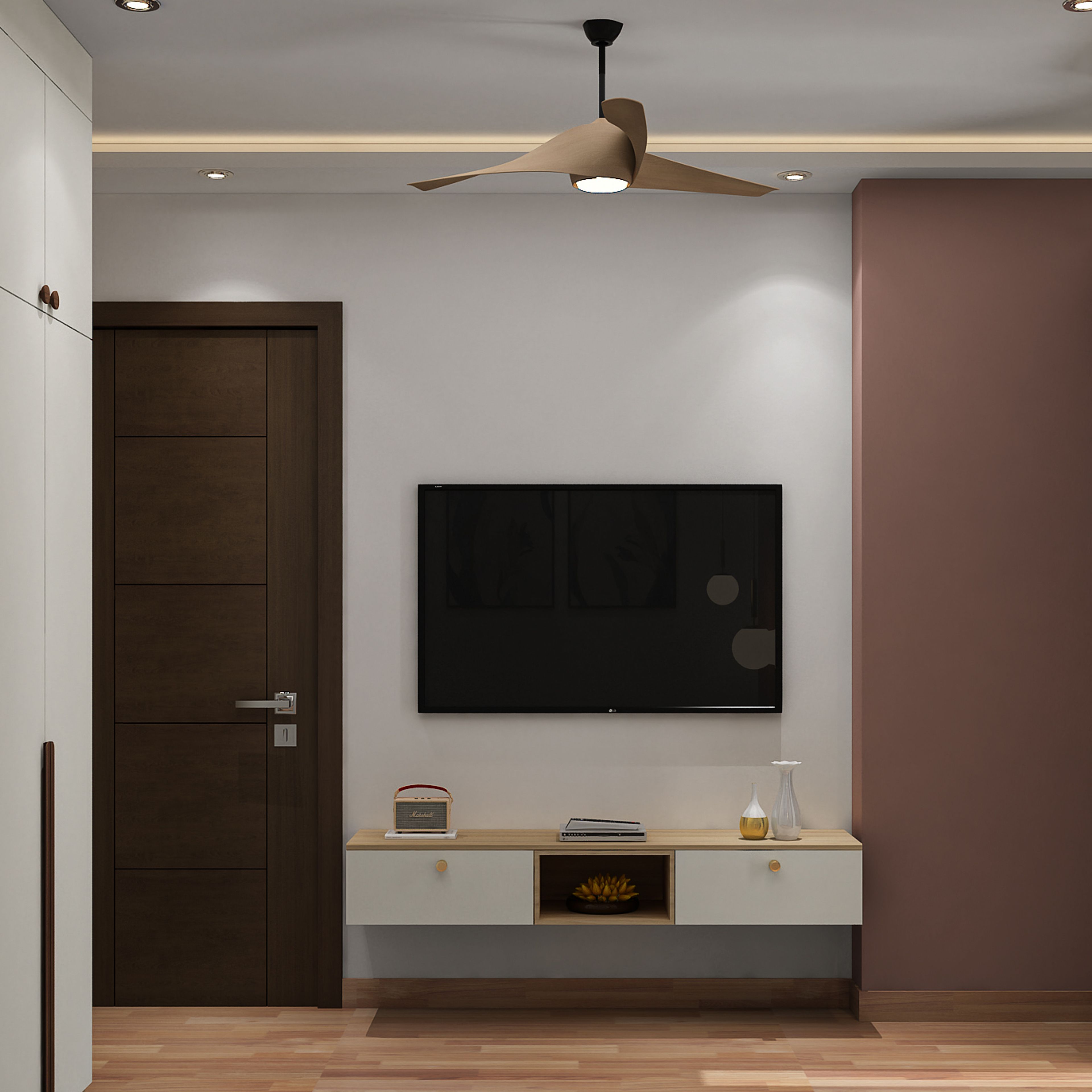 Modern TV Unit Design with Drawer and Shelf