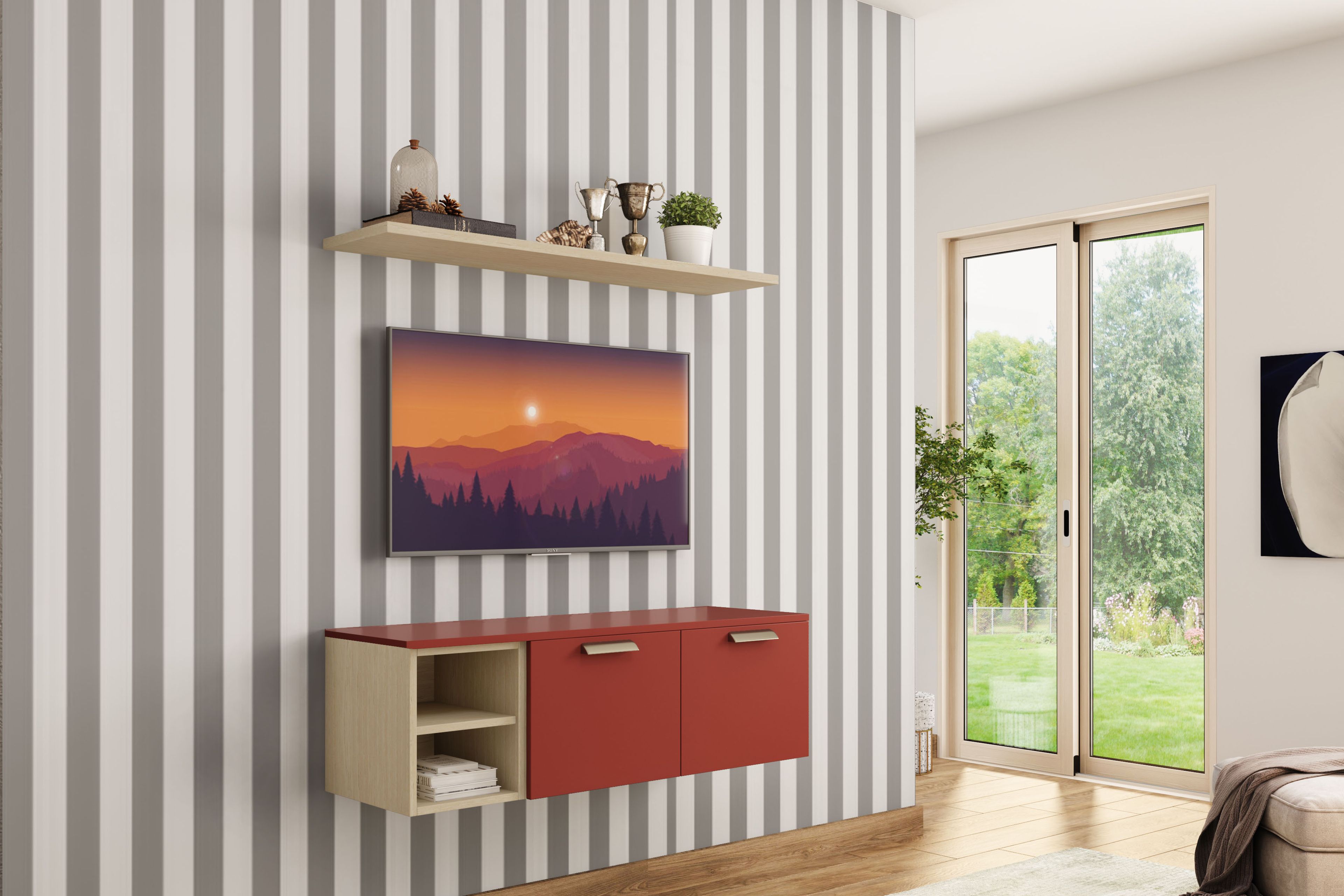 Modern Grey and White Stripes Wallpaper Design