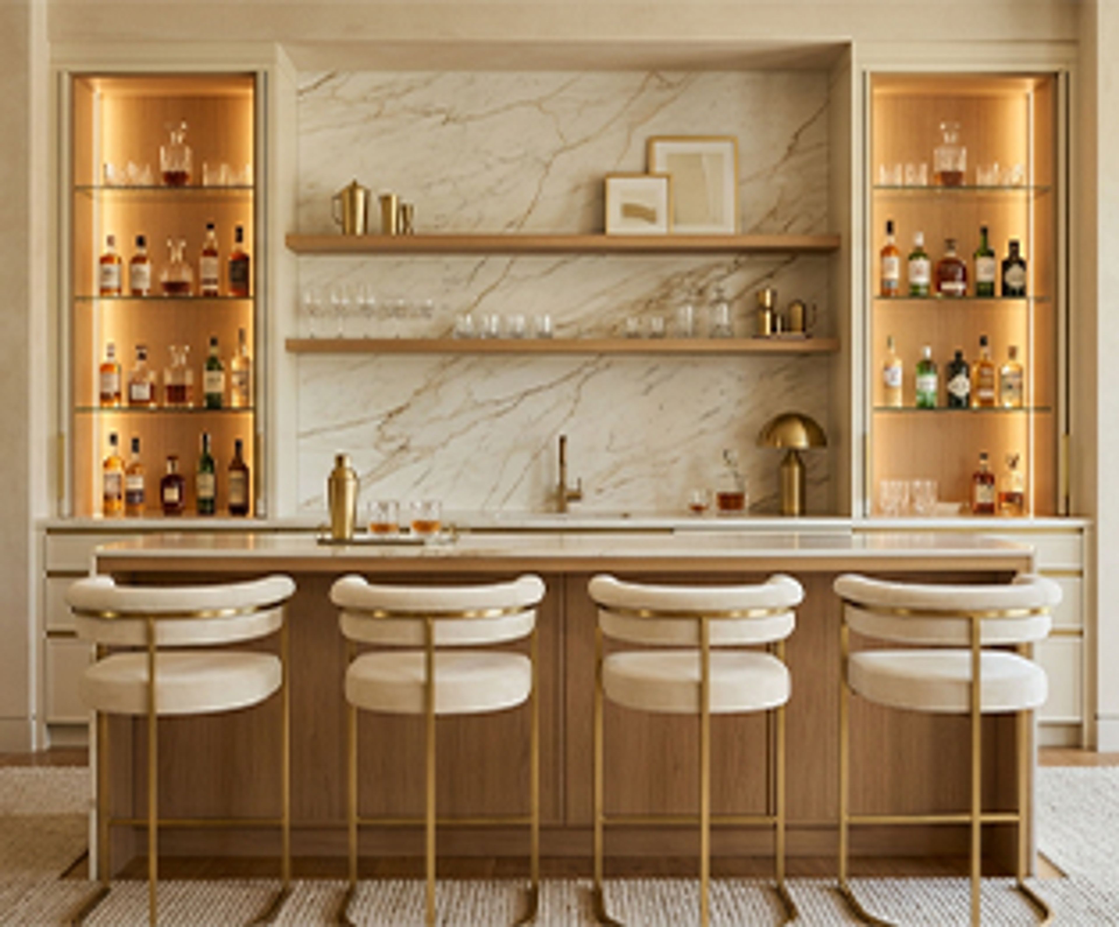 Black Home Bar Design with Open Display
