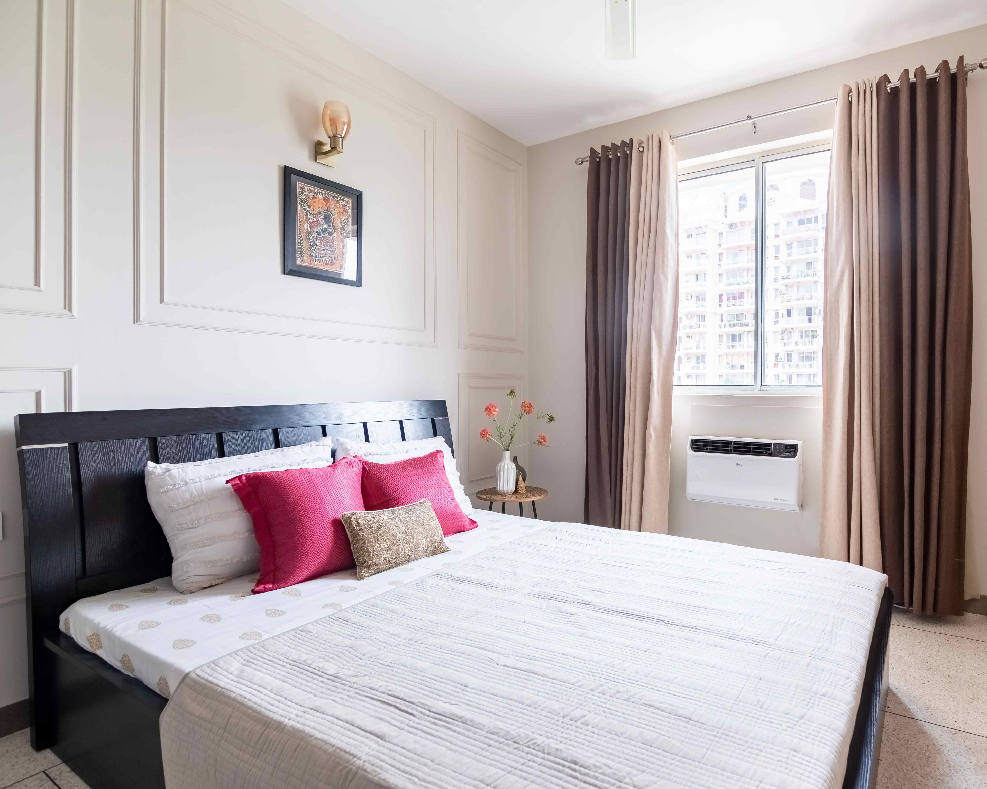 Beige Wall Design With Trims And Paint - Livspace