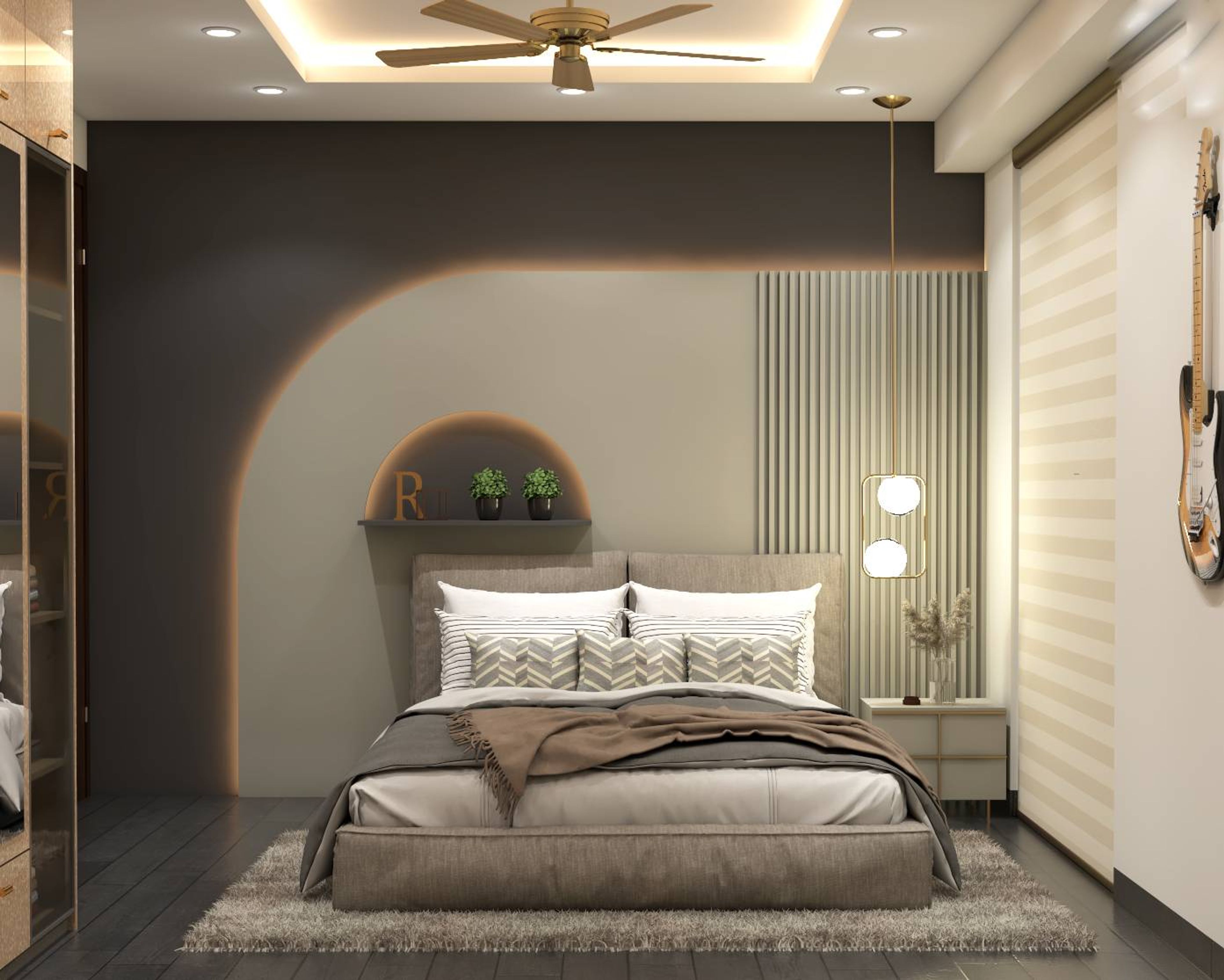 Modern Kids Bedroom Design With Swing Wardrobe