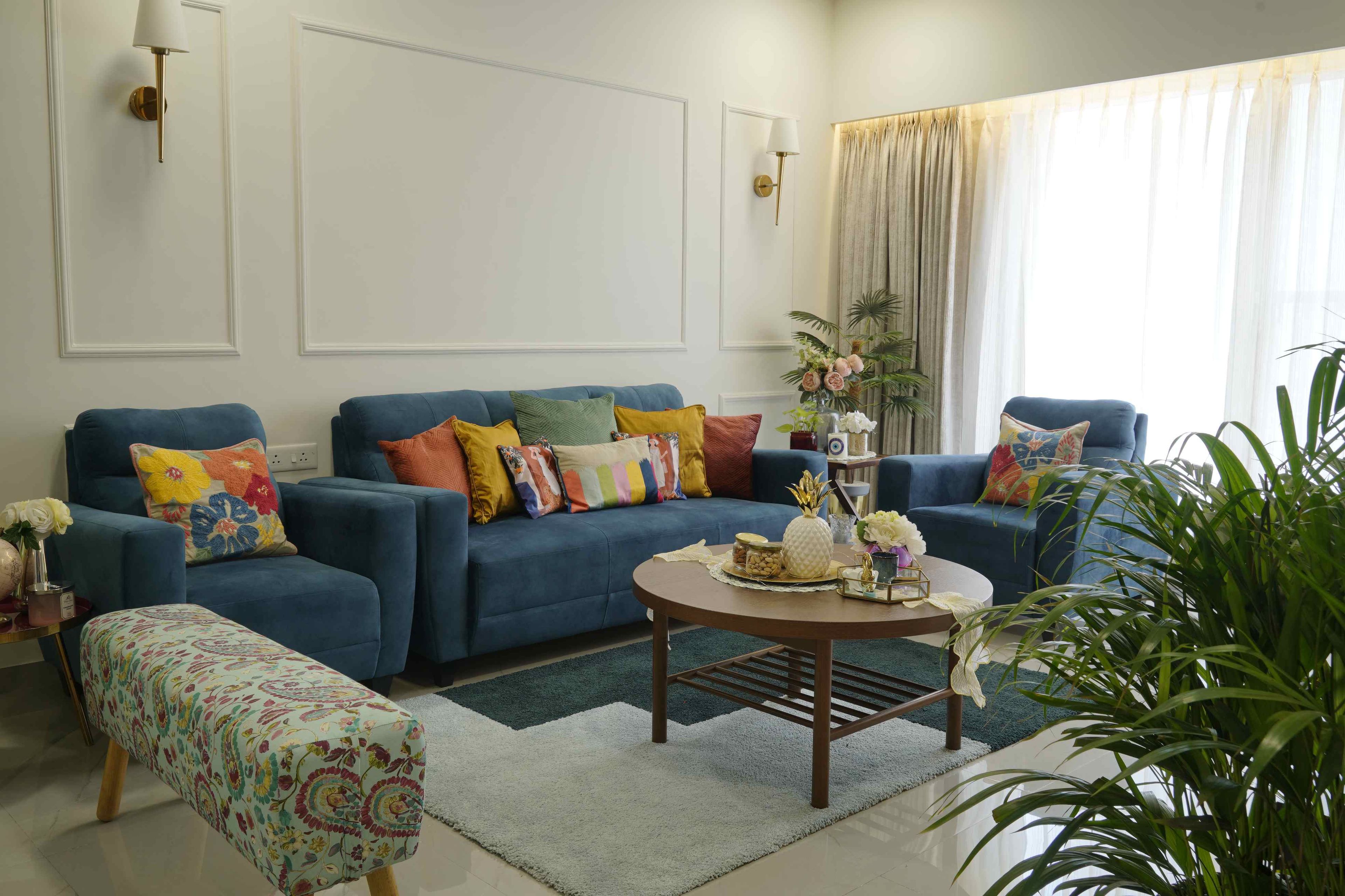 Cream Wall Design For Living Rooms - Livspace