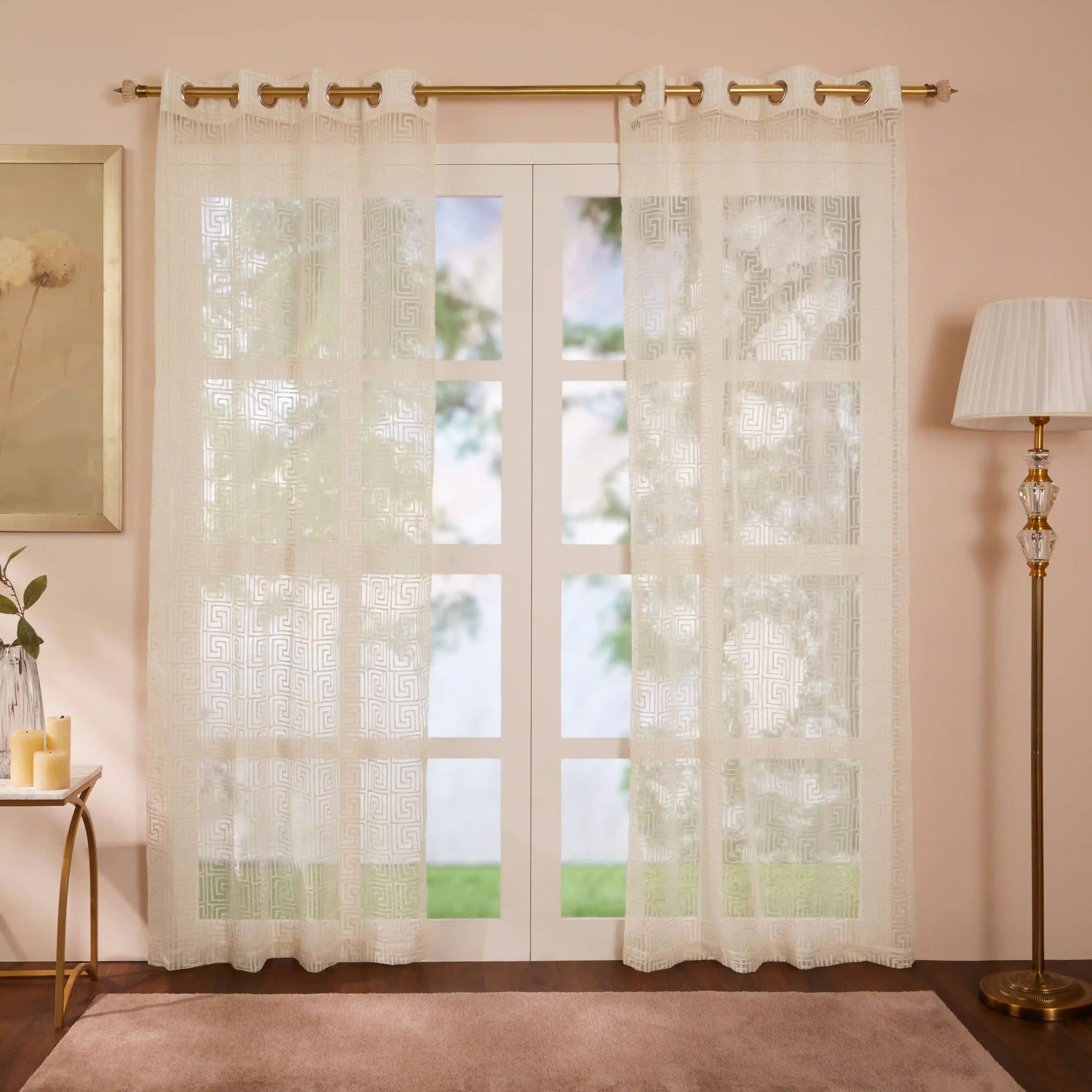 Velina Set of 2 Embroidered Sheer Readymade Curtains | Modern Maze