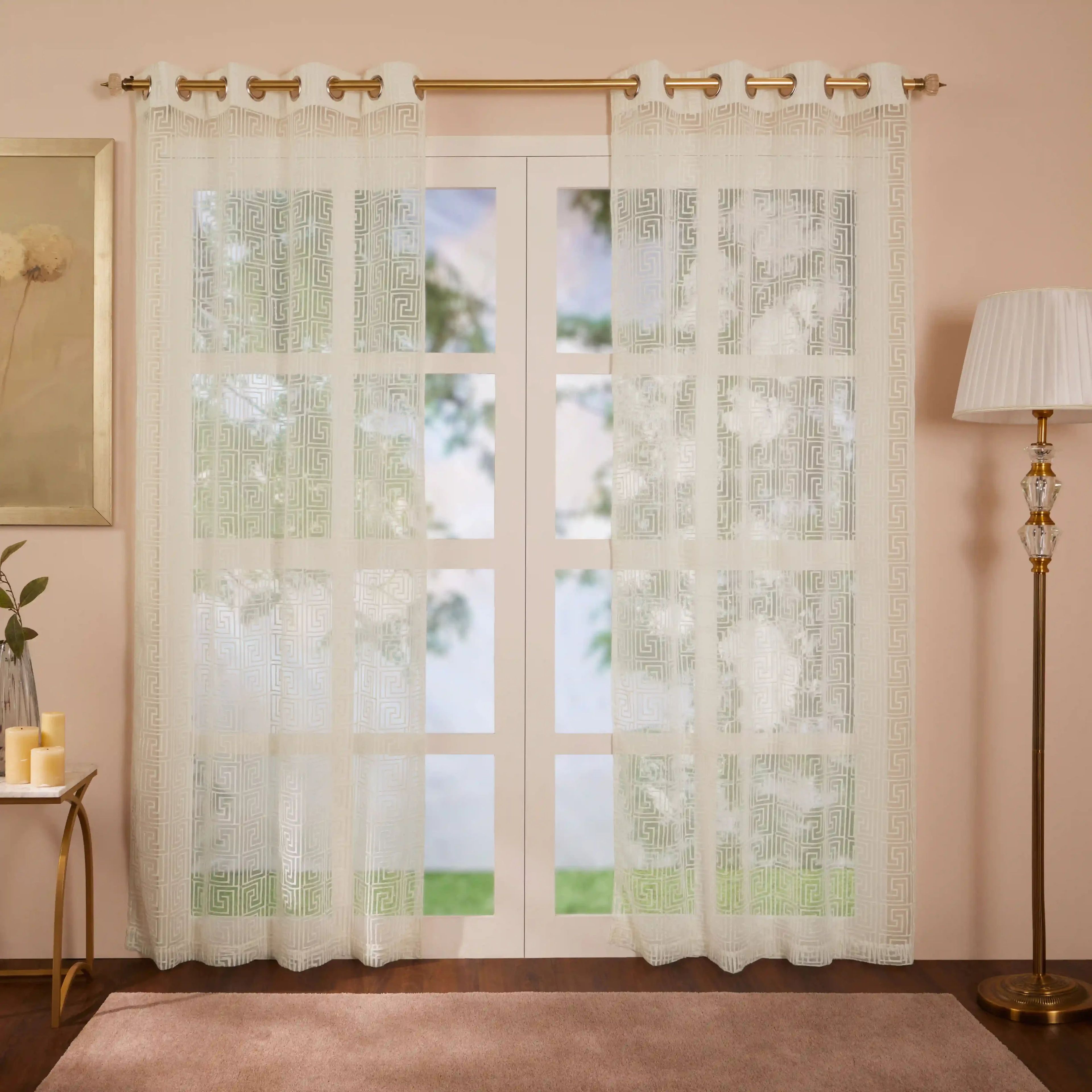 Velina Set of 2 Embroidered Sheer Readymade Curtains | Modern Maze