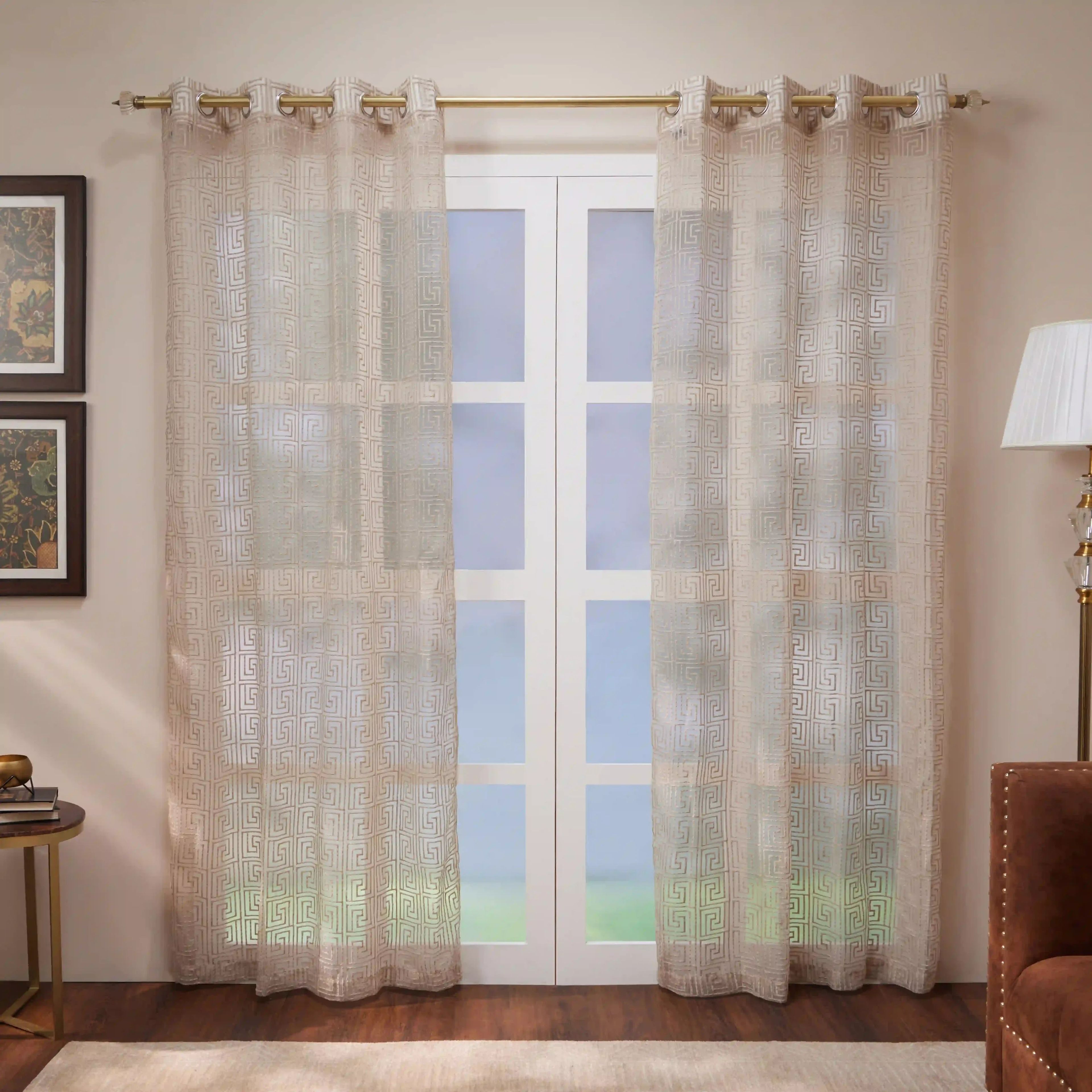 Velina Set of 2 Embroidered Sheer Readymade Curtains | Modern Maze