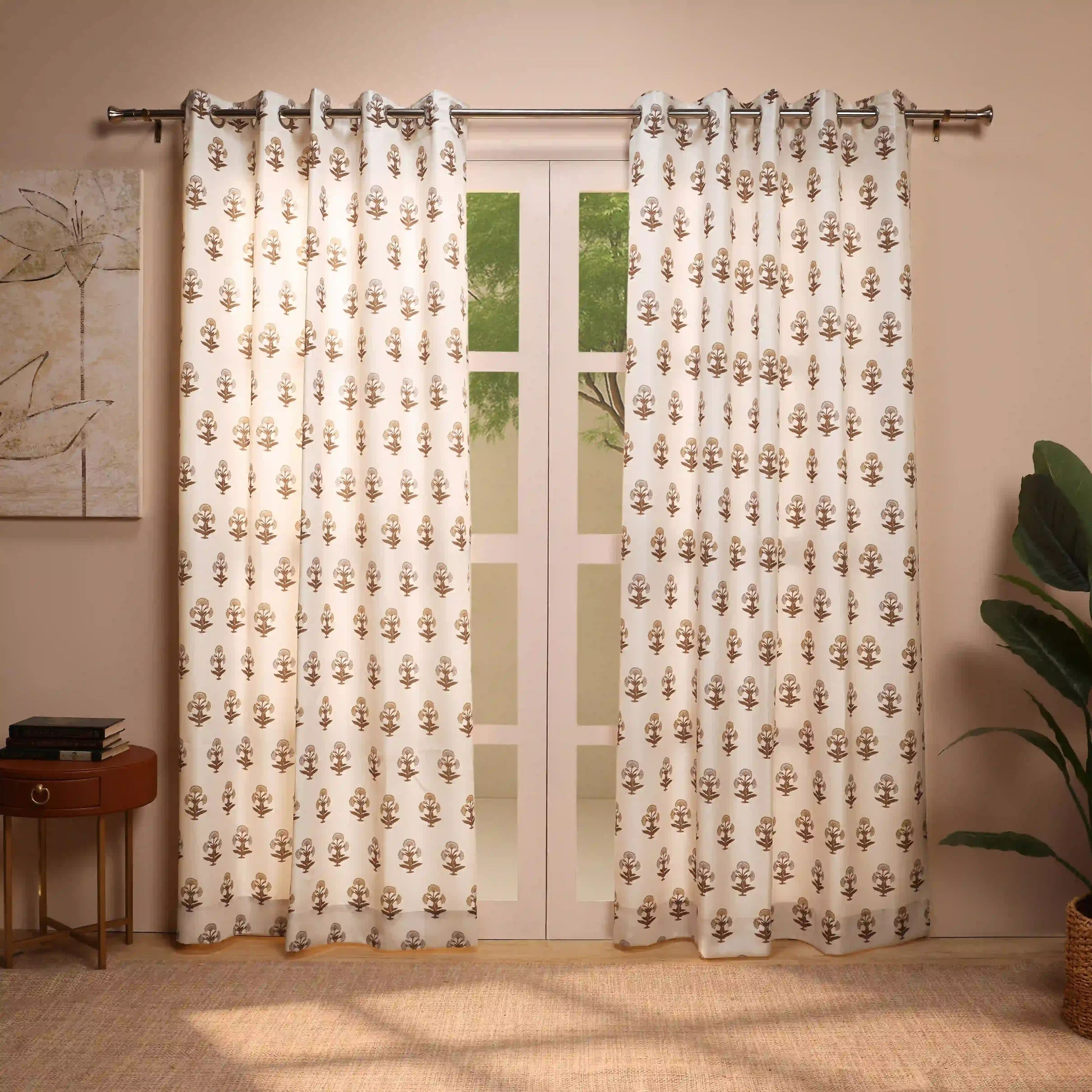 Chippa Lane Set of 2 Printed Readymade Curtains | Jaipur Echo