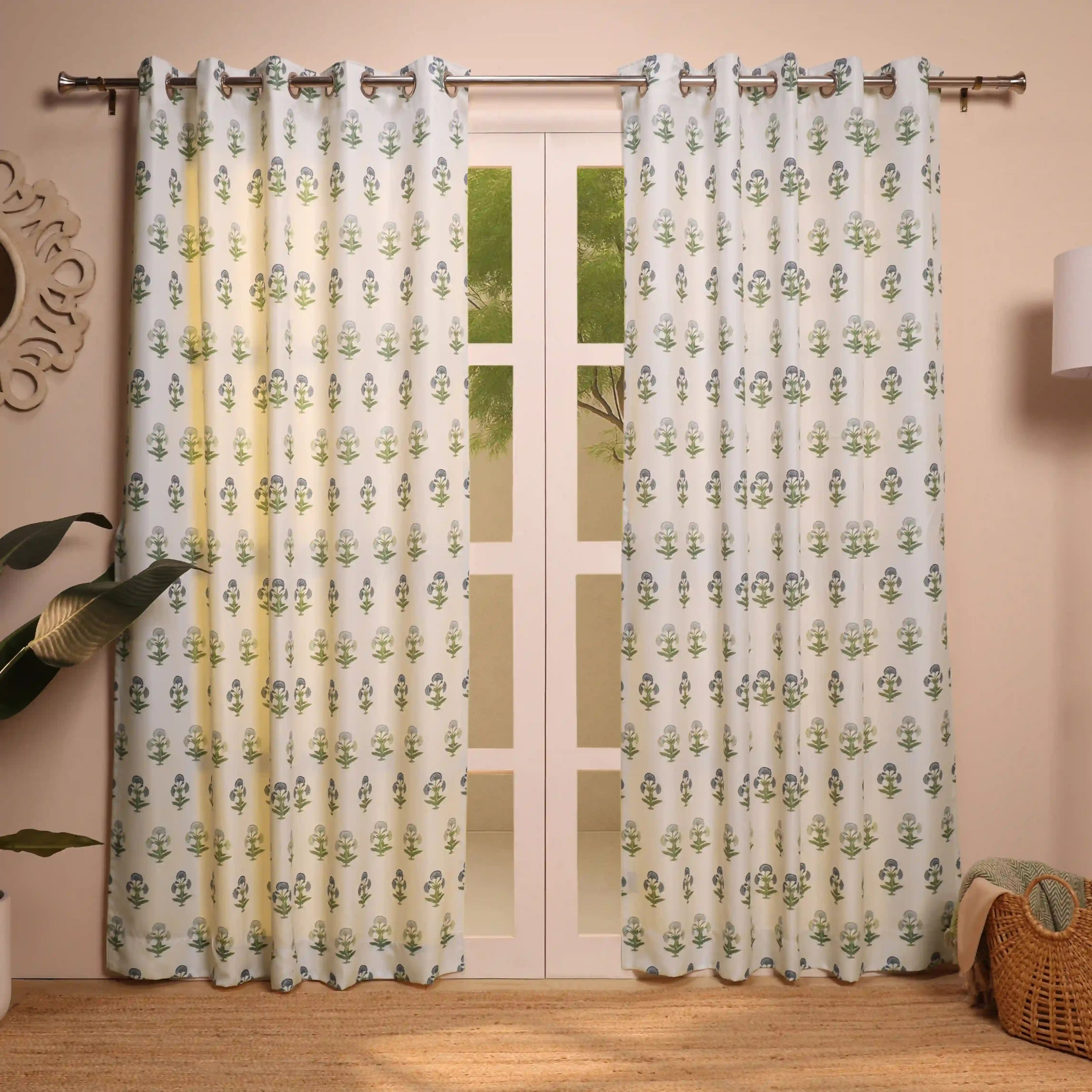 Chippa Lane Set of 2 Printed Readymade Curtains | Jaipur Echo