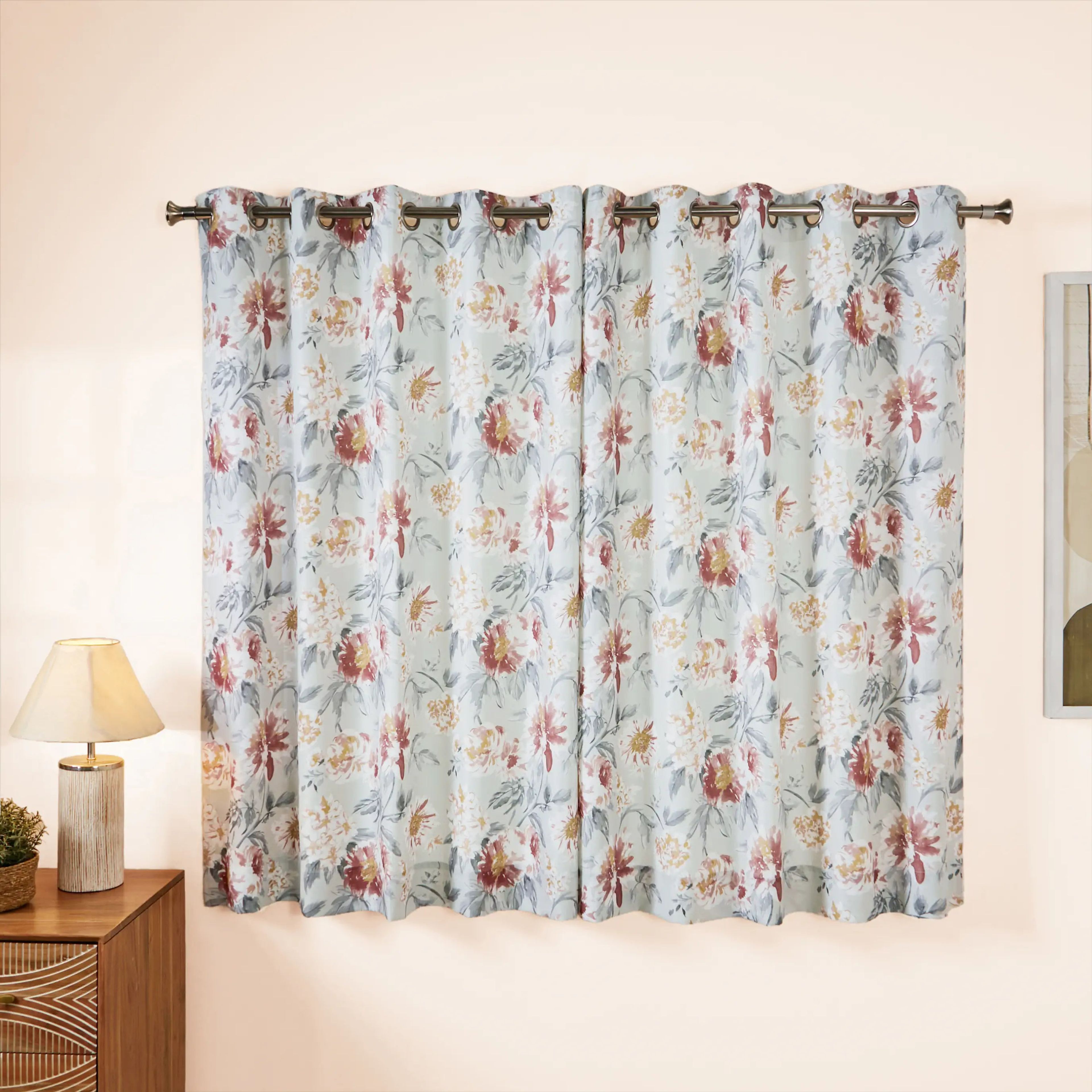 Chippa Lane Set of 2 Printed Readymade Curtains | Floral Mist