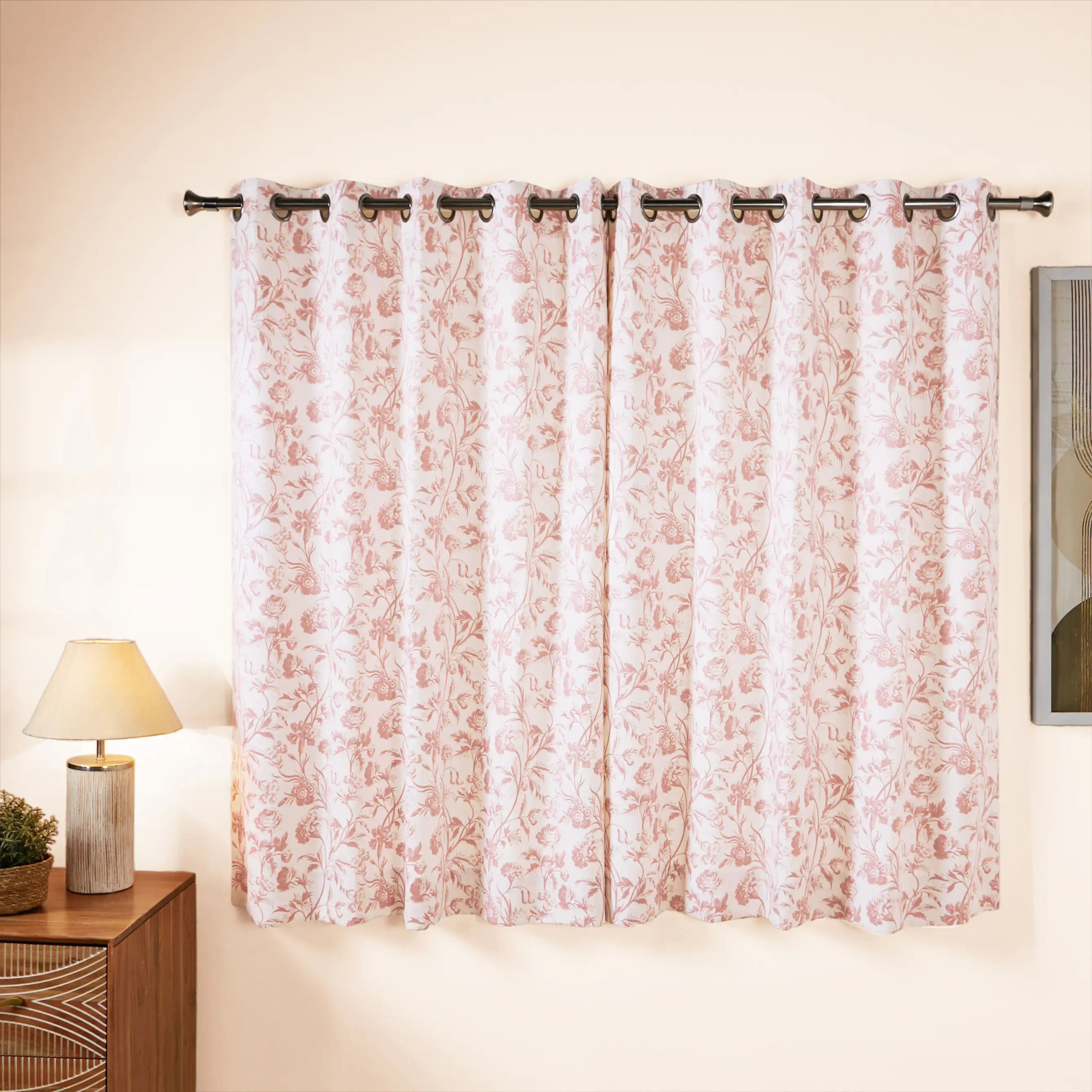 Bloomshire Classic Set of 2 Printed Readymade Curtains | Shadow Bloom