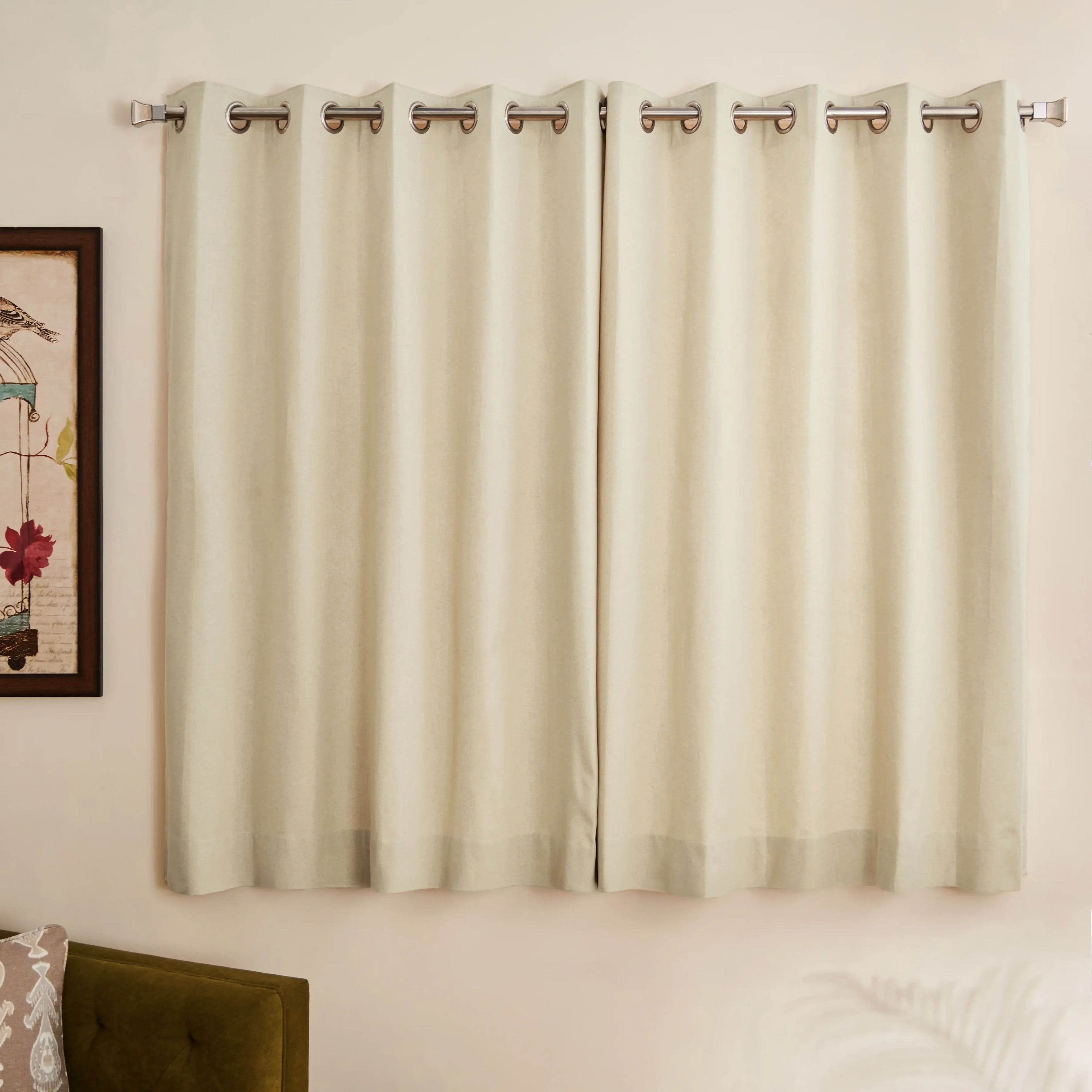 Pelushe Set of 2 100% Cotton Solid Readymade Curtains | Everyday Hues