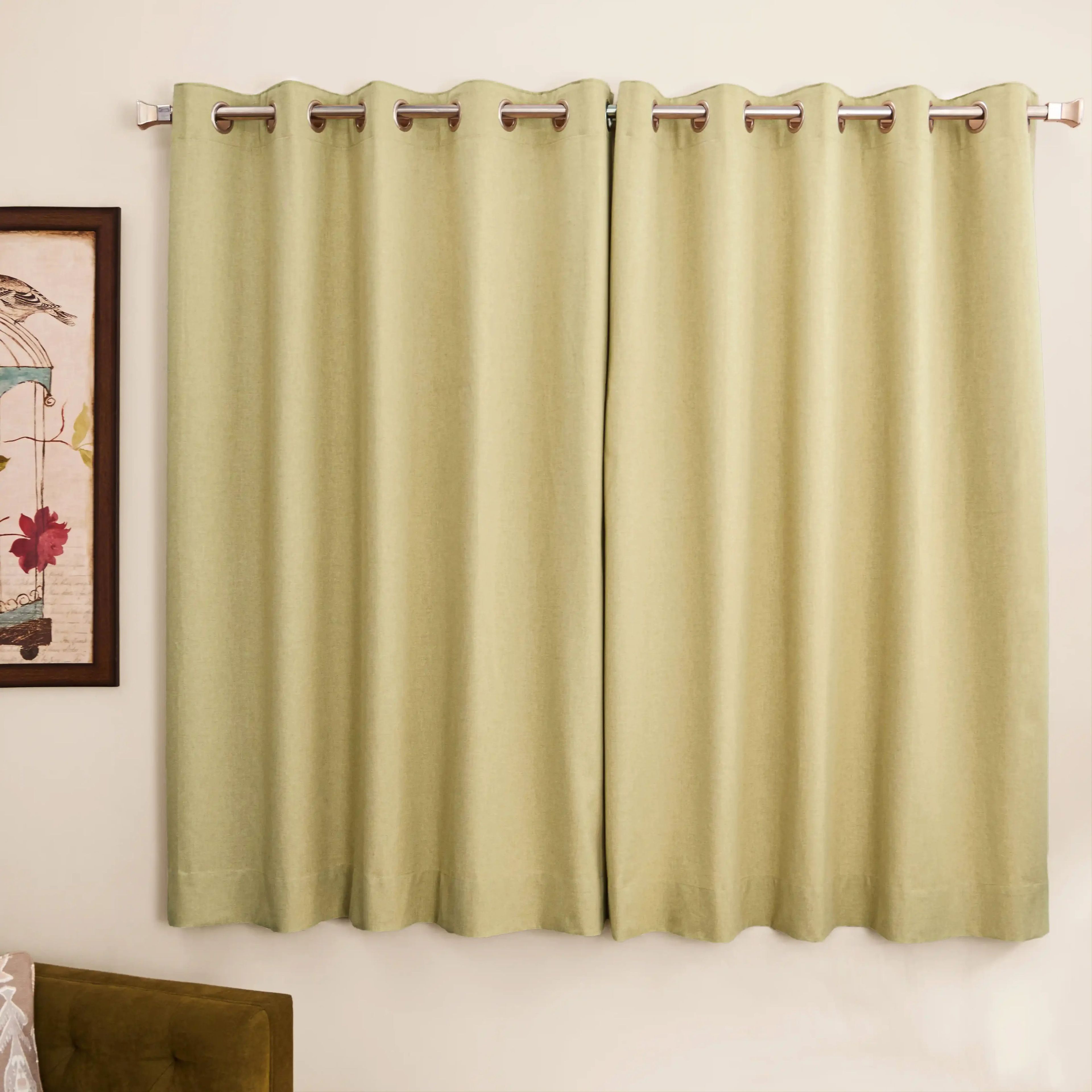 Pelushe Set of 2 100% Cotton Solid Readymade Curtains | Everyday Hues