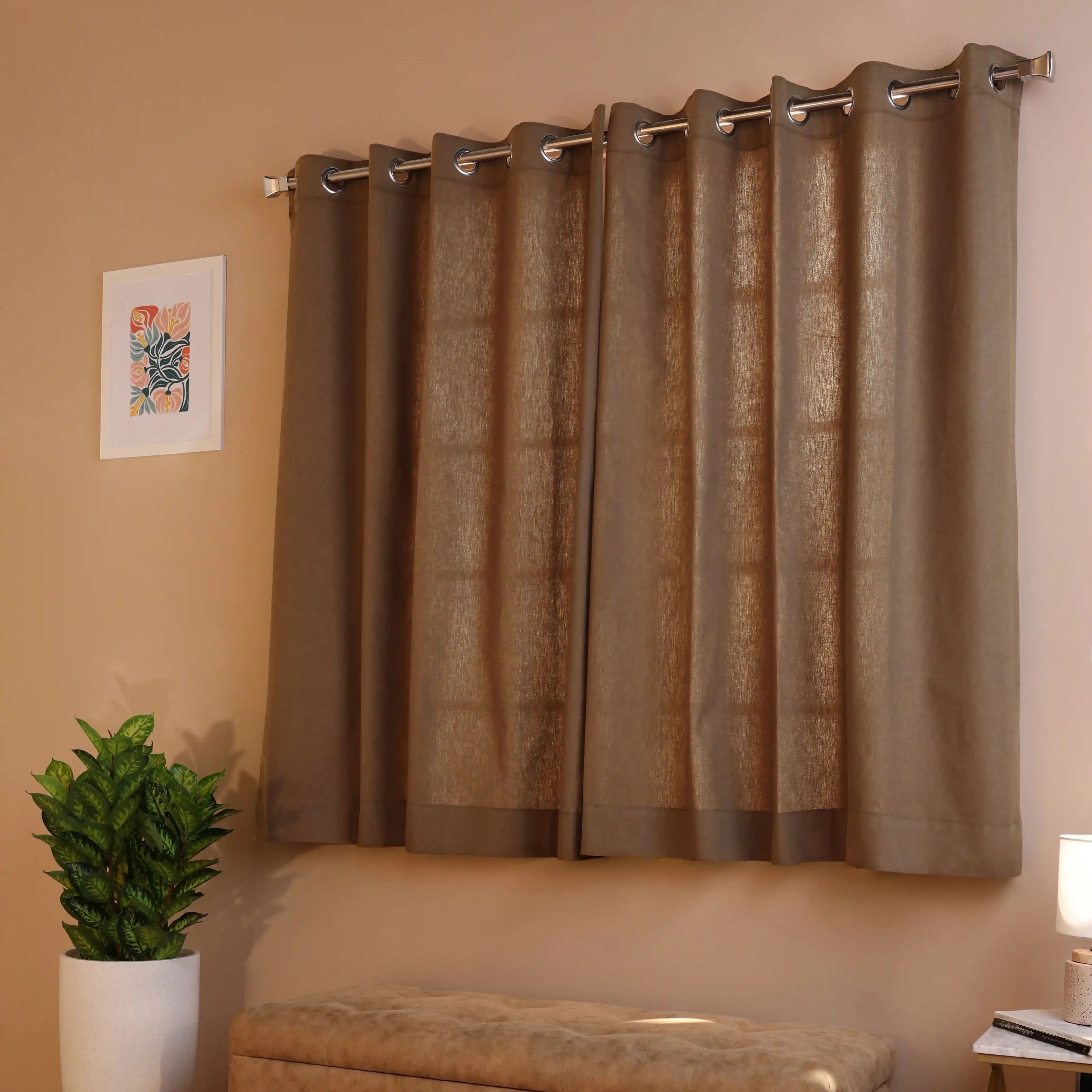 Pelushe Set of 2 100% Cotton Solid Readymade Curtains | Everyday Hues