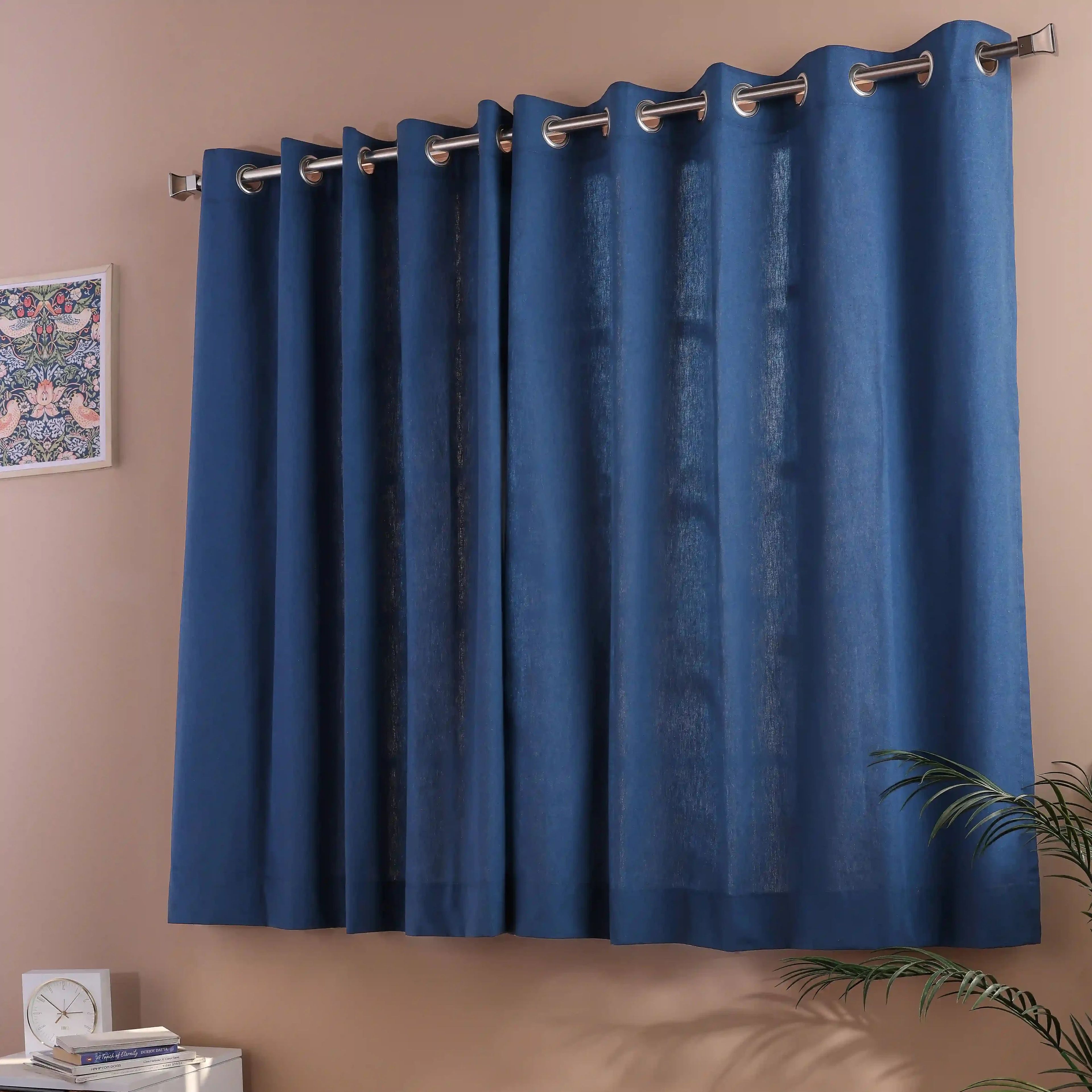 Pelushe Set of 2 100% Cotton Solid Readymade Curtains | Everyday Hues