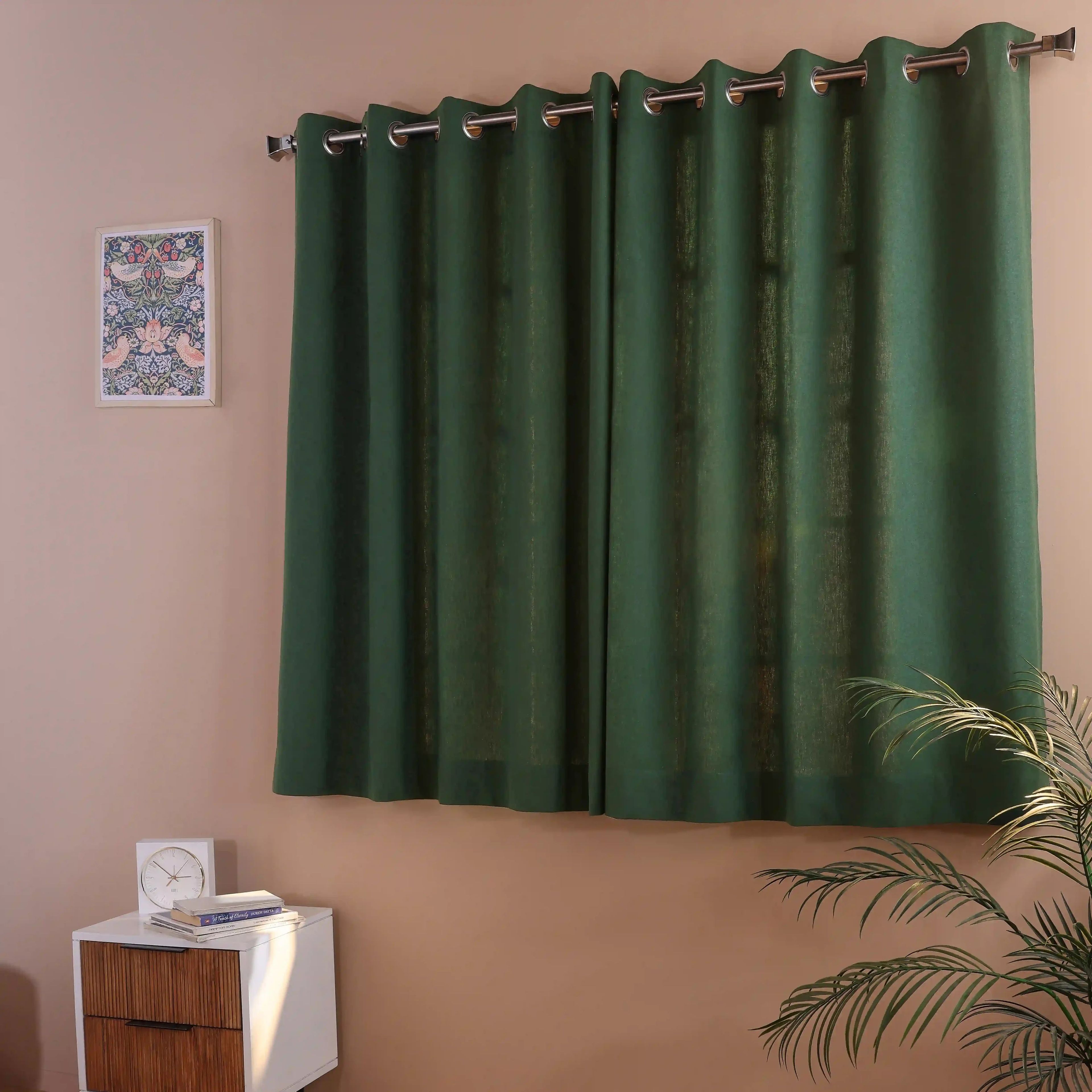 Pelushe Set of 2 100% Cotton Solid Readymade Curtains | Everyday Hues