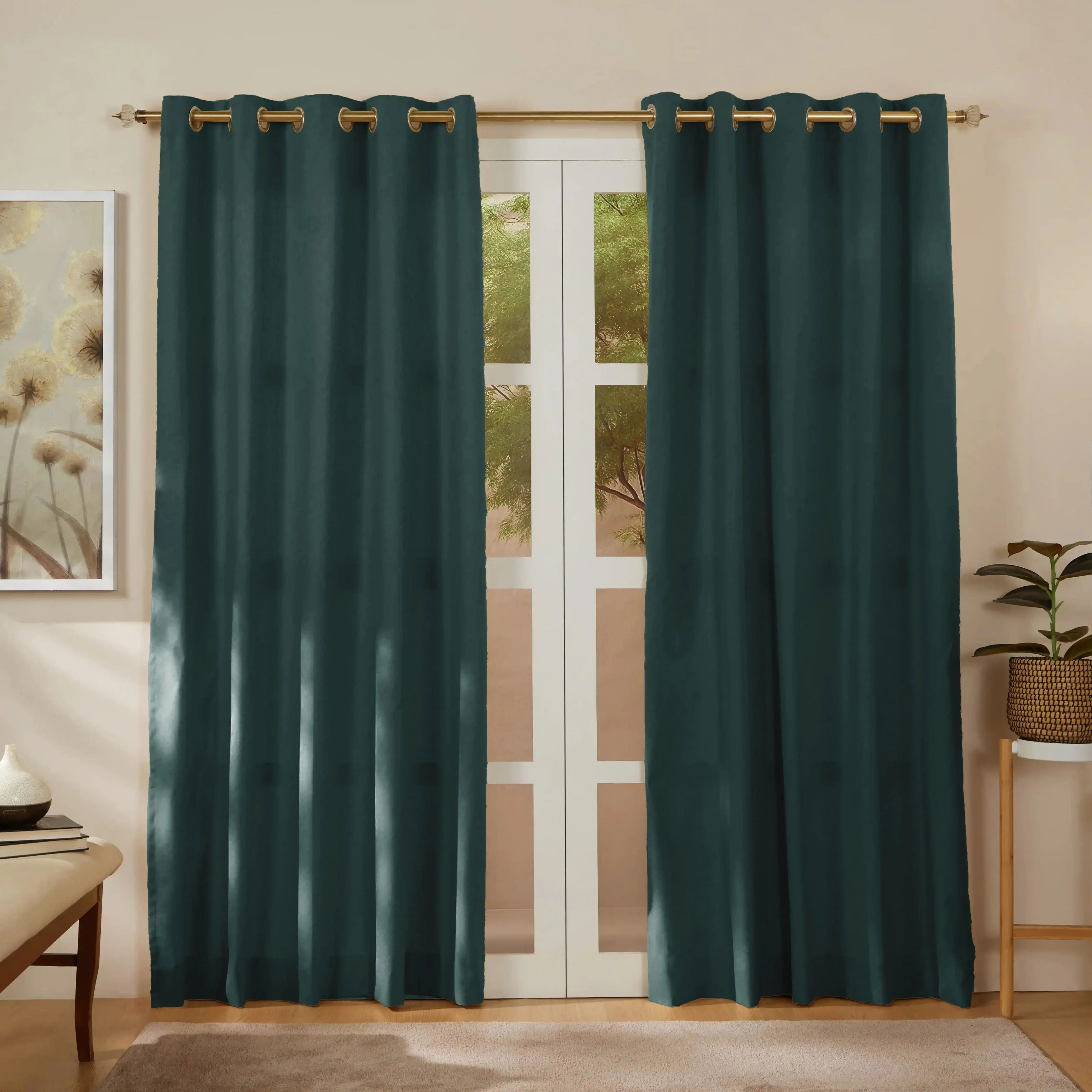 Pelushe Set of 2 100% Cotton Solid Readymade Curtains | Everyday Hues