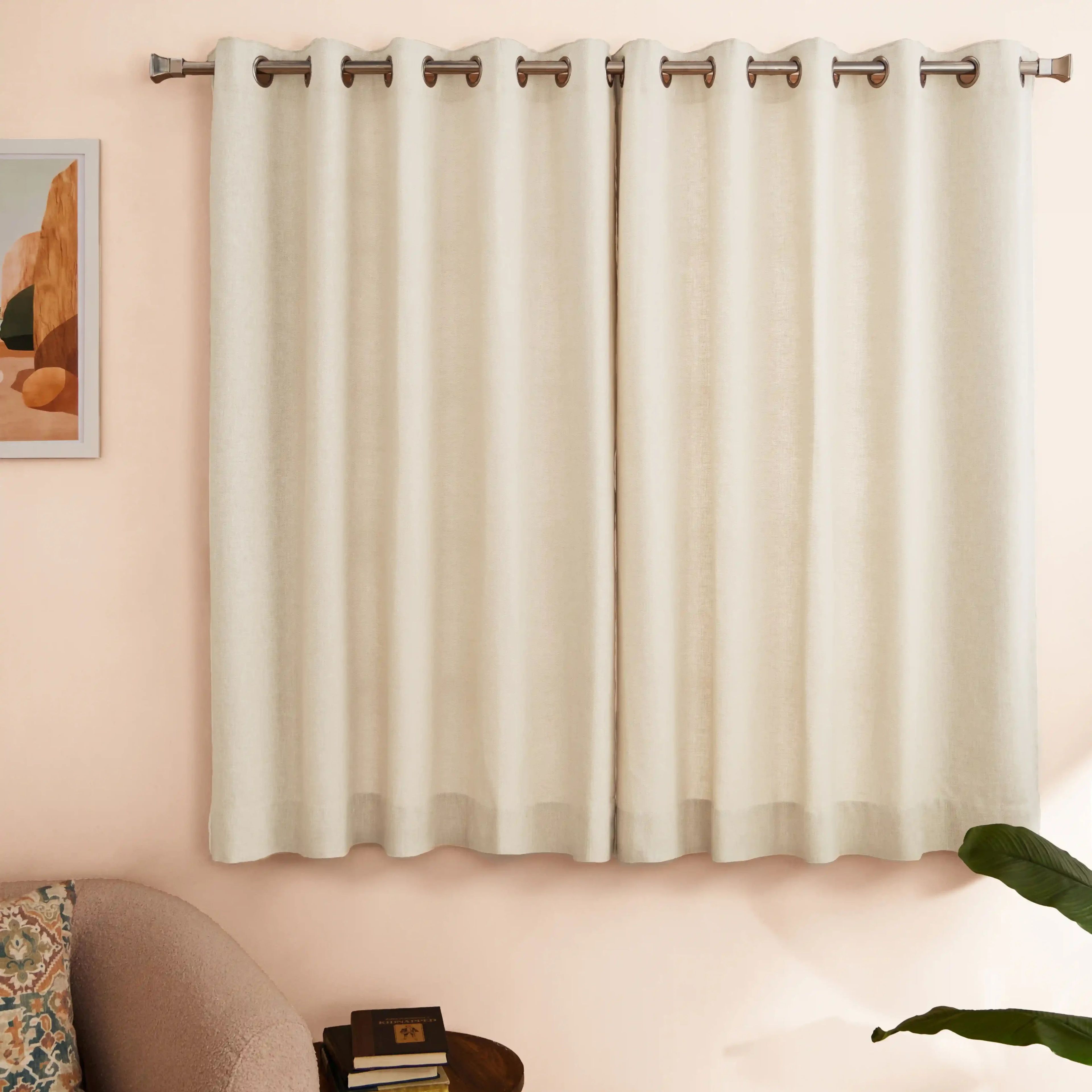 Paleto Set of 2 Solid Readymade Curtains | Earthen Hues