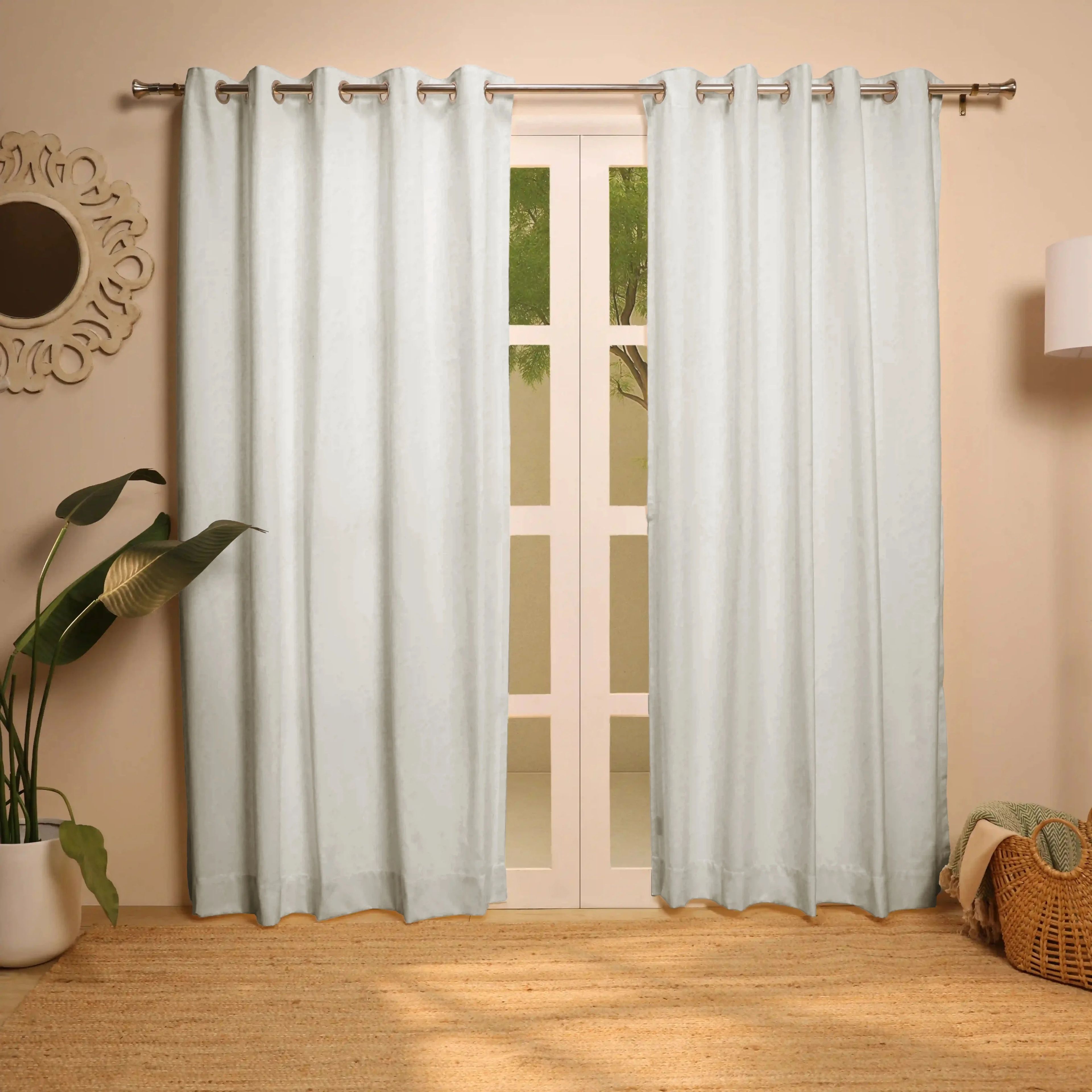 Paleto Set of 2 Solid Readymade Curtains | Earthen Hues