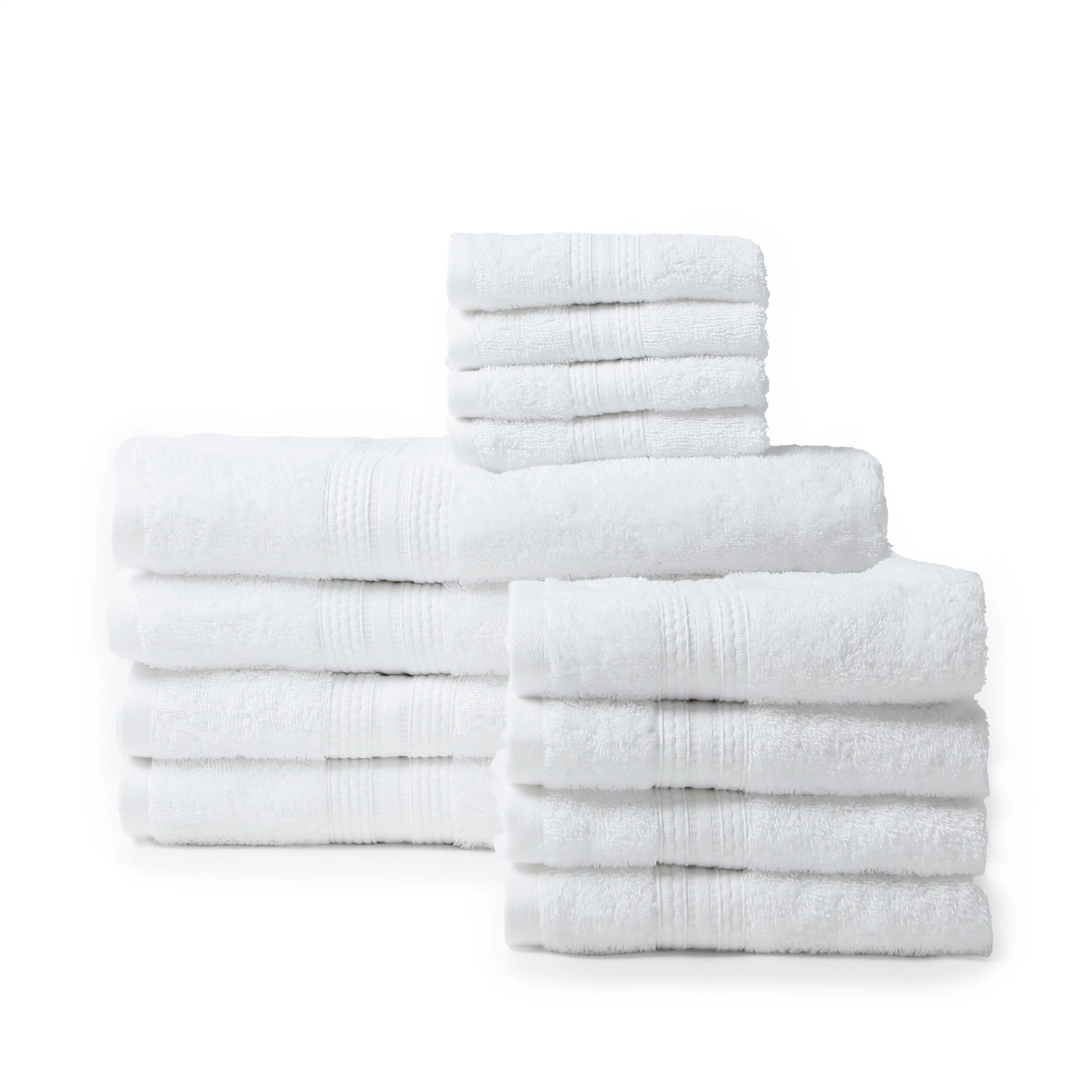 Paleto | Everyday Essentials Absorbent Ring Spun Cotton 12 Piece Terry Towel Set | Set of Bath, Hand & Face Towels