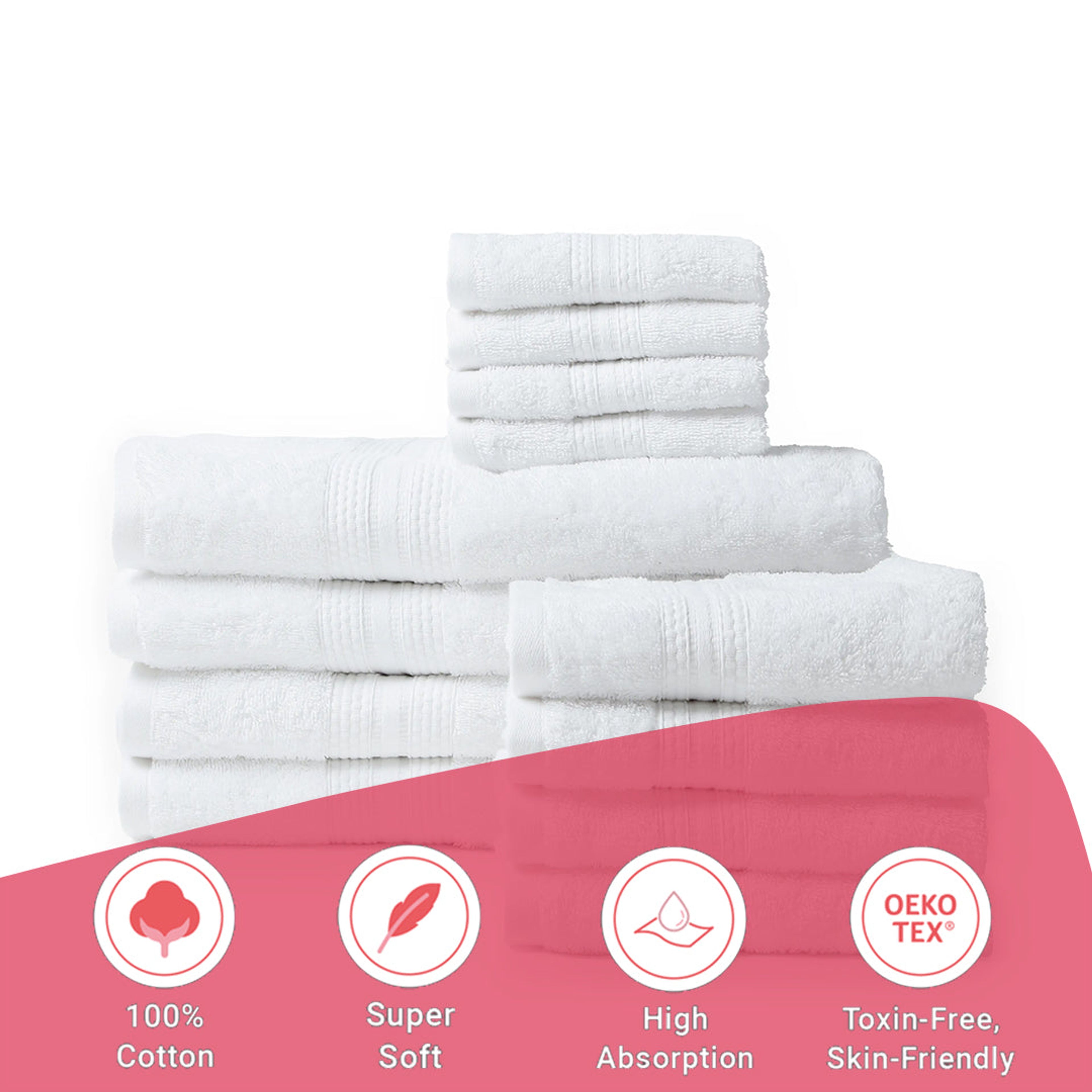 Paleto | Everyday Essentials Absorbent Ring Spun Cotton 12 Piece Terry Towel Set | Set of Bath, Hand & Face Towels