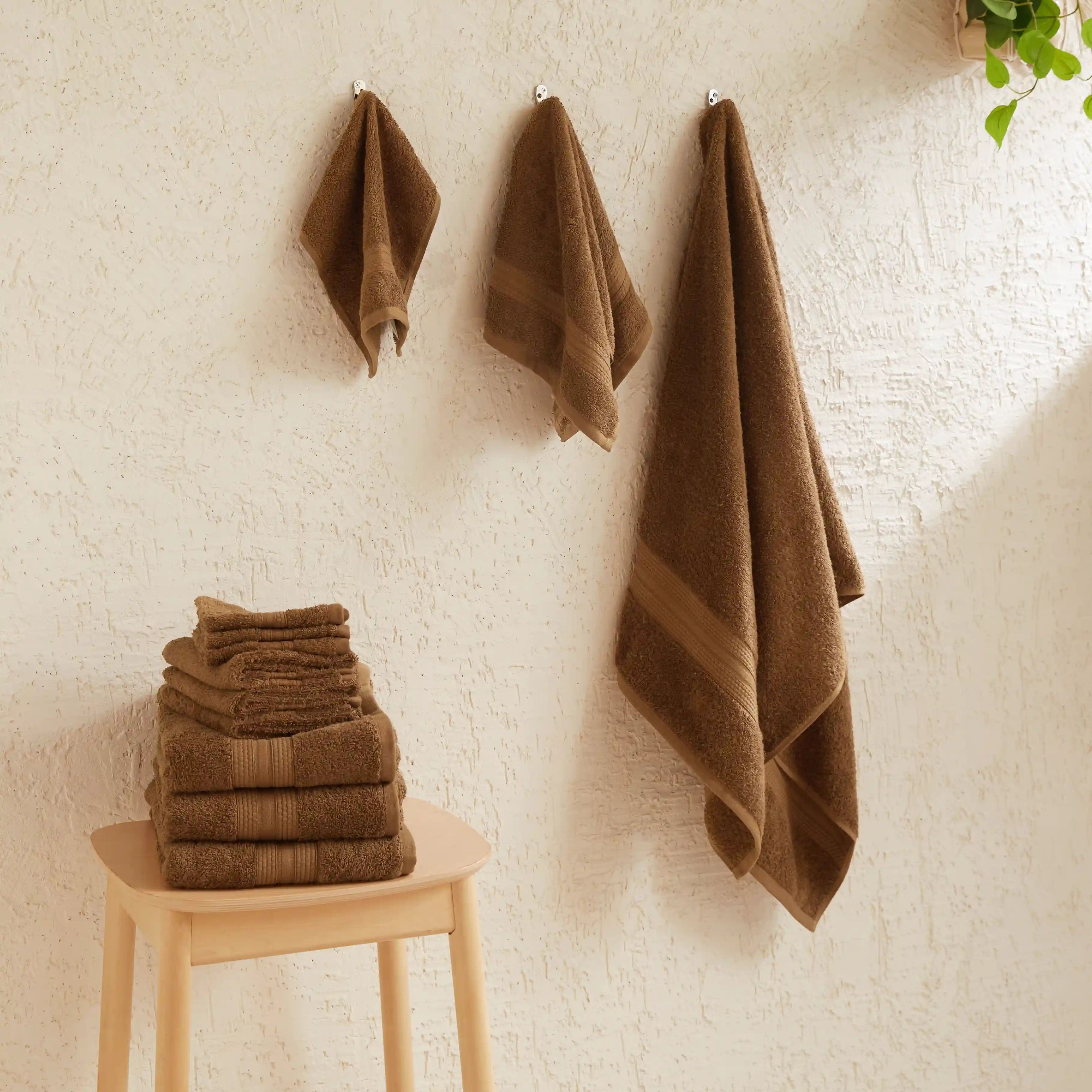 Paleto | Everyday Essentials Absorbent Ring Spun Cotton 12 Piece Terry Towel Set | Set of Bath, Hand & Face Towels