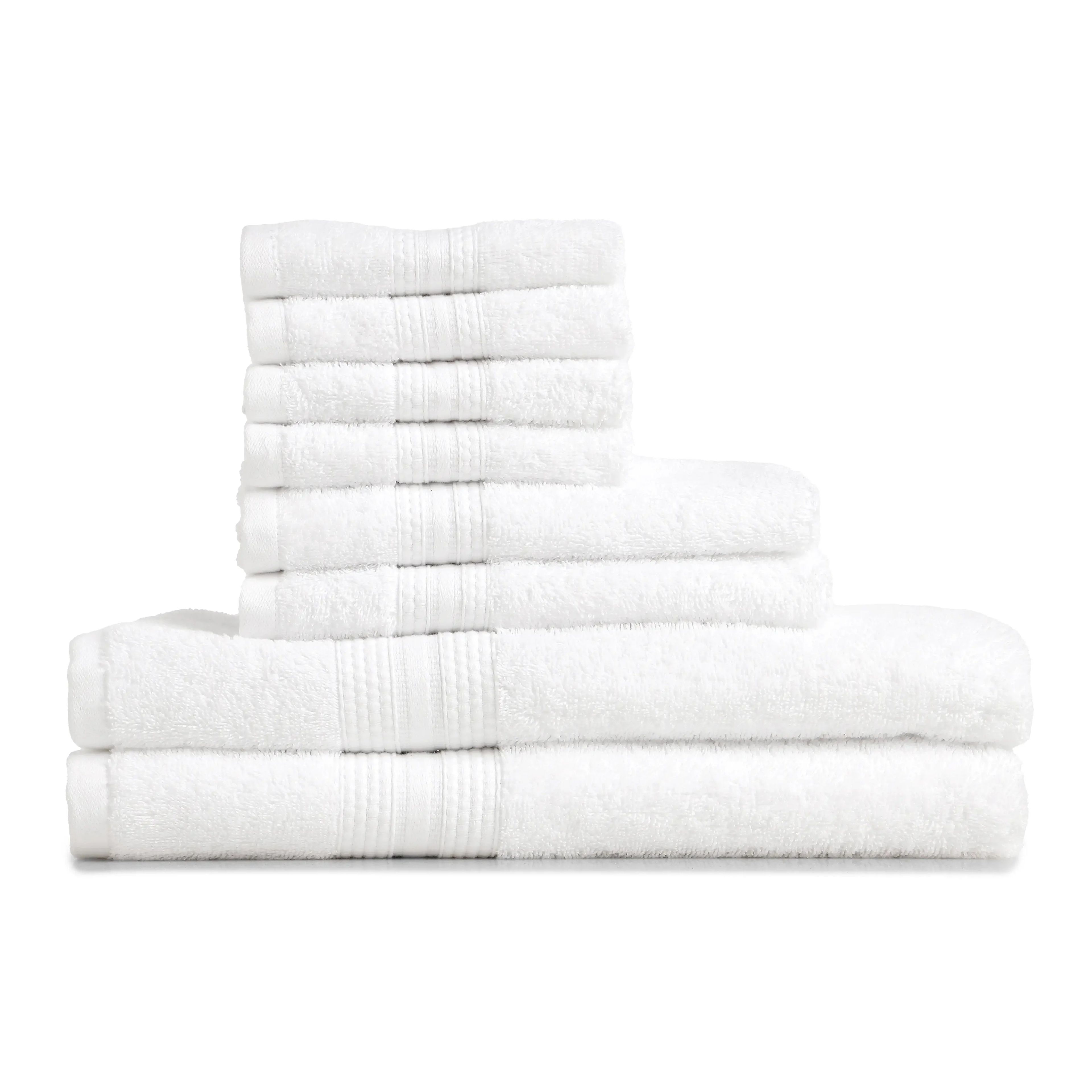 Paleto | Everyday Essentials Absorbent Ring Spun Cotton 8 Piece Terry Towel Set | Set of Bath, Hand & Face Towels