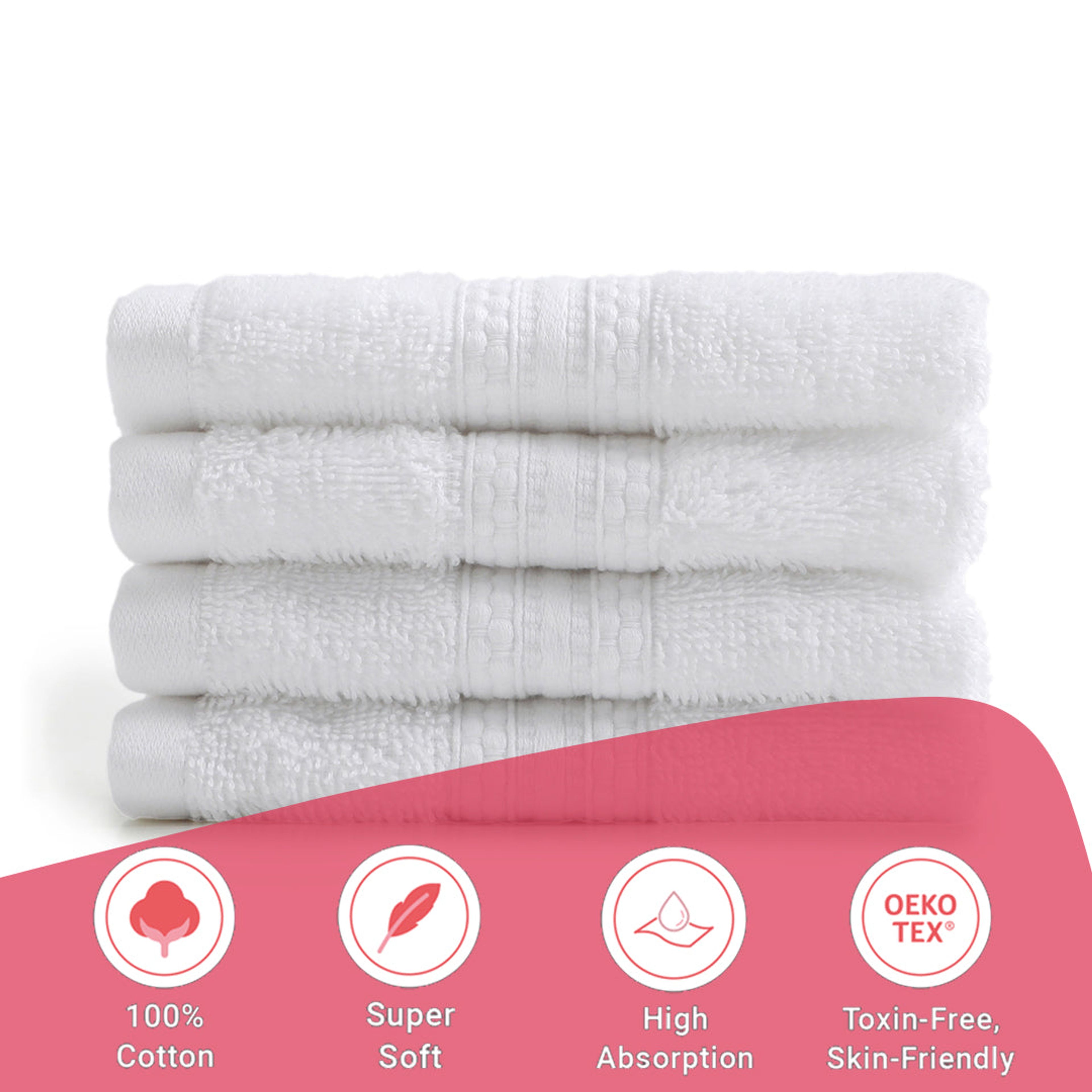 Paleto | Everyday Essentials Absorbent Ring Spun Cotton Terry Face Towels | Set of 4