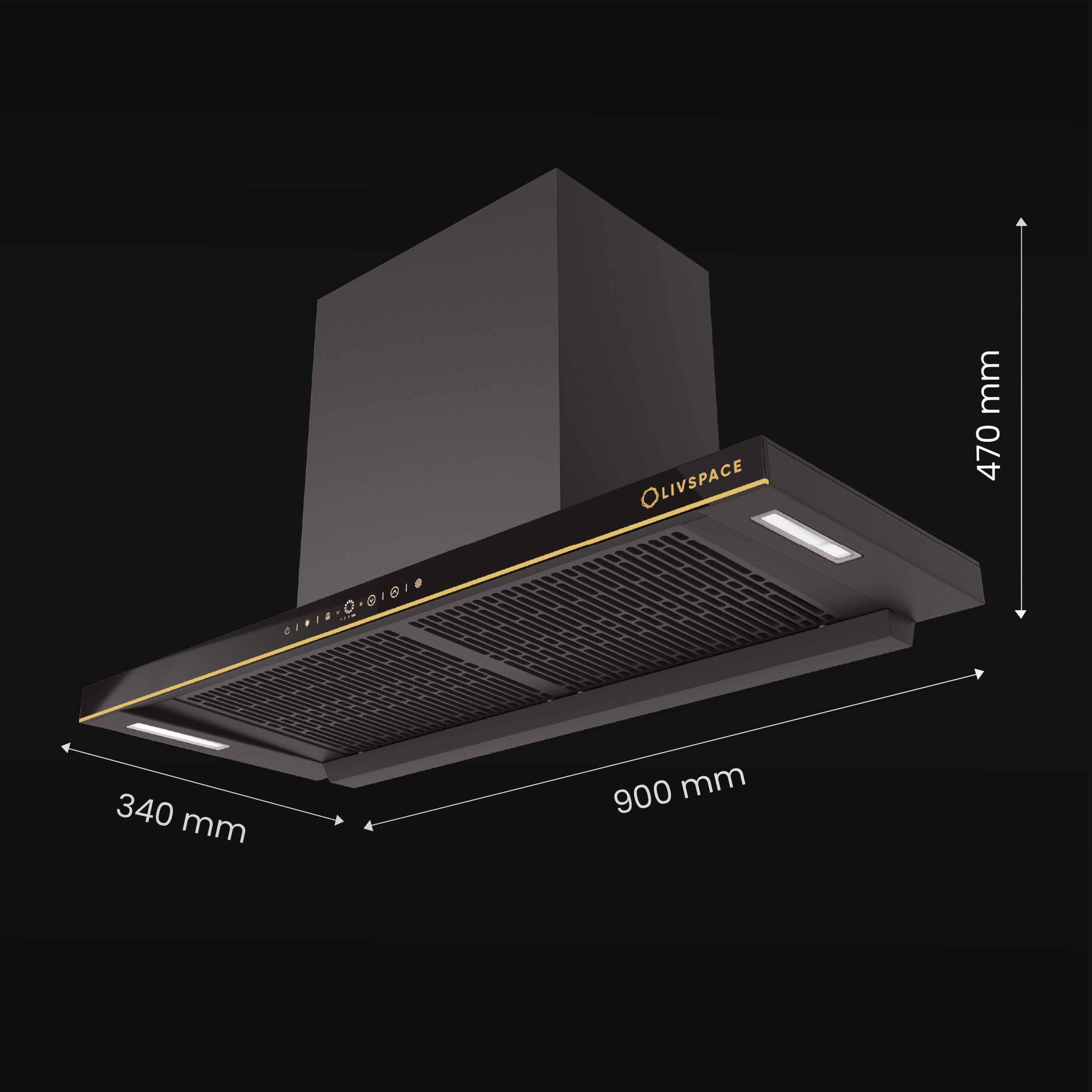 Intellia by LIVSPACE T-shape shape BLDC autoclean Filterless 900mm 1600m3/h suction Chimney & 3 Brass Burner Gloss finish 770mm with Auto Ignition Cooktop with installation (Ducted) | Intellia CH T 90 & Intellia CT 77 3B