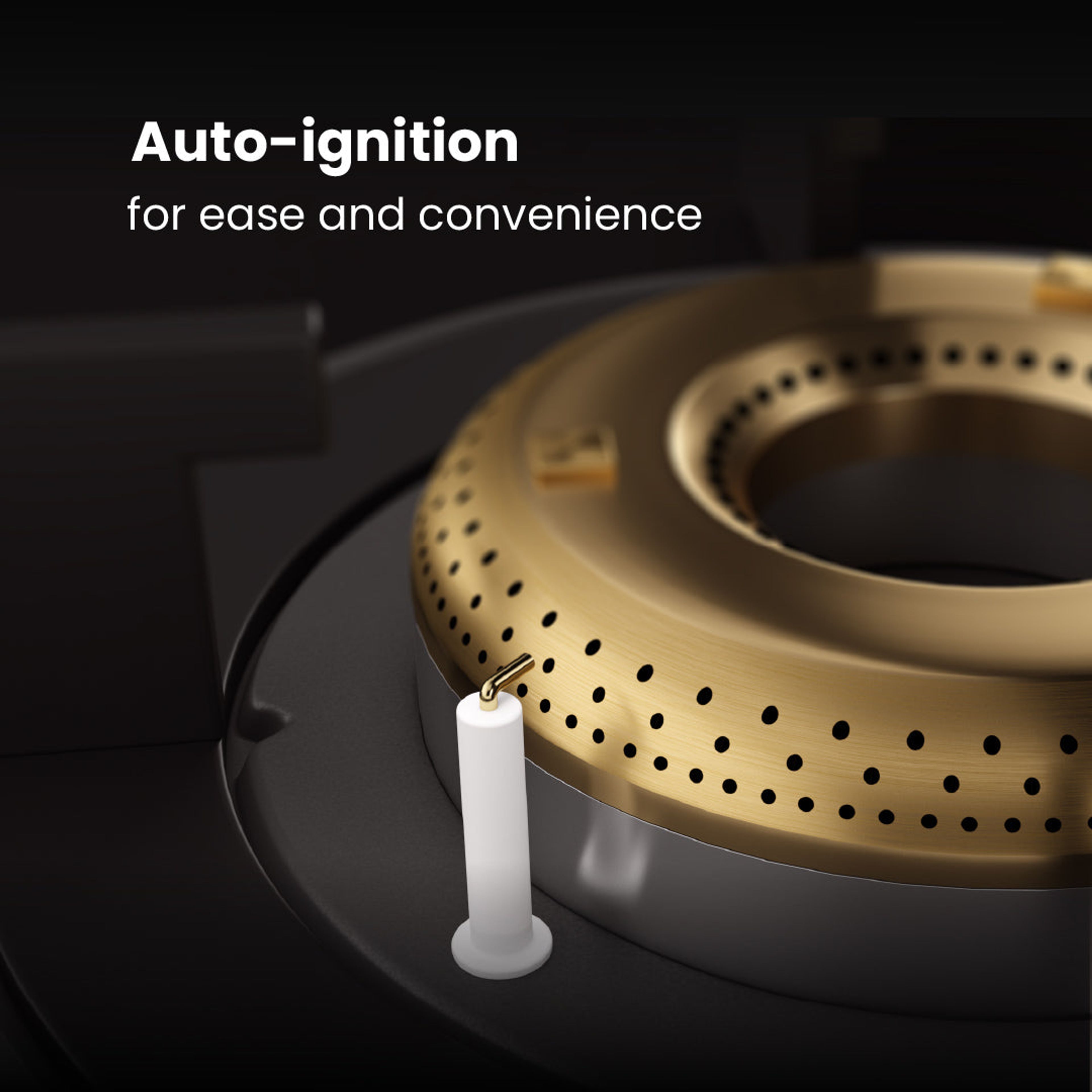 Intellia by Livspace 4 Brass Burner 750mm with Auto Ignition Gloss finish Cooktop | Intellia CT 75 4B