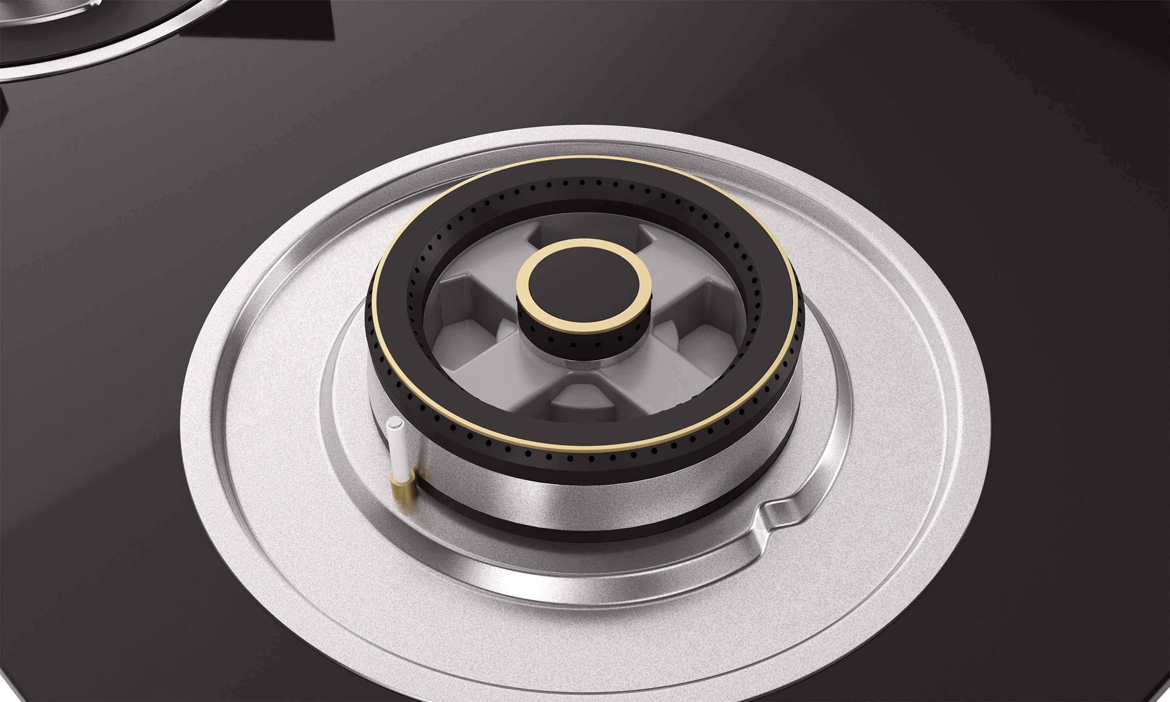 Optima by Livspace 4 Brass Burner 600mm with Auto Ignition gloss finish Hob | Optima HB 4B 60